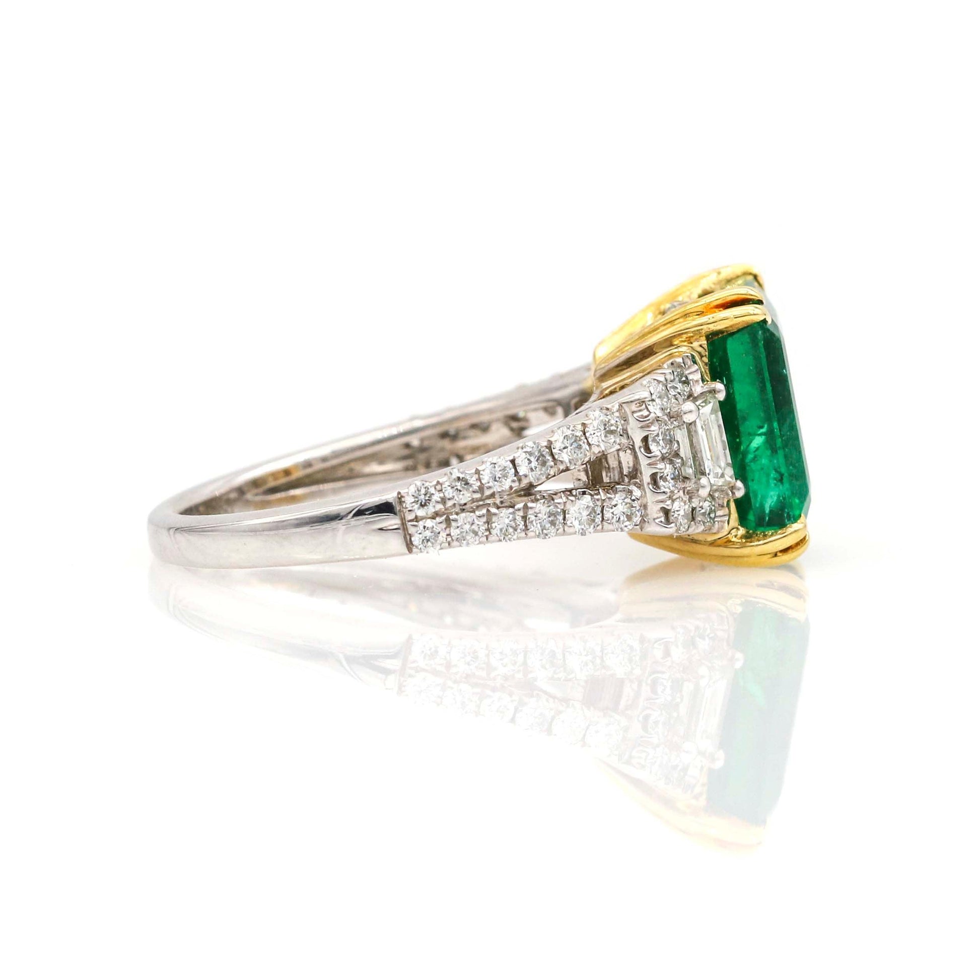 Women's Ed.B Emerald Diamond Ring in 18k Yellow and White Gold 3.68 cttw - 31 Jewels Inc.