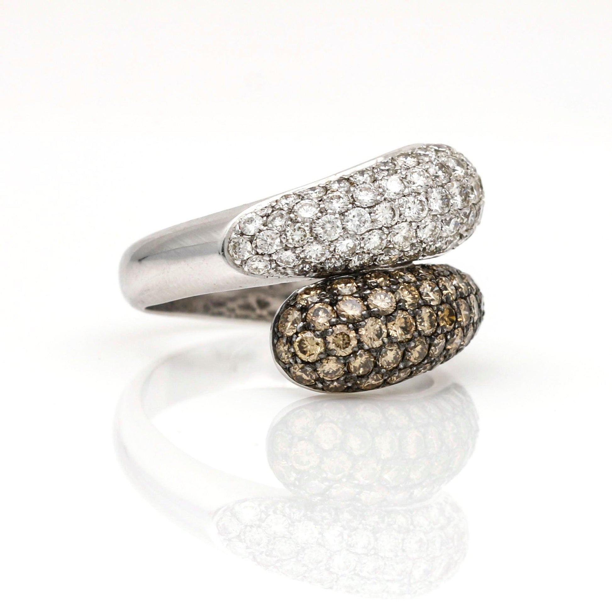 Women's Fancy Color Diamond Teardrop Bypass Ring in 18k White Gold - 31 Jewels Inc.