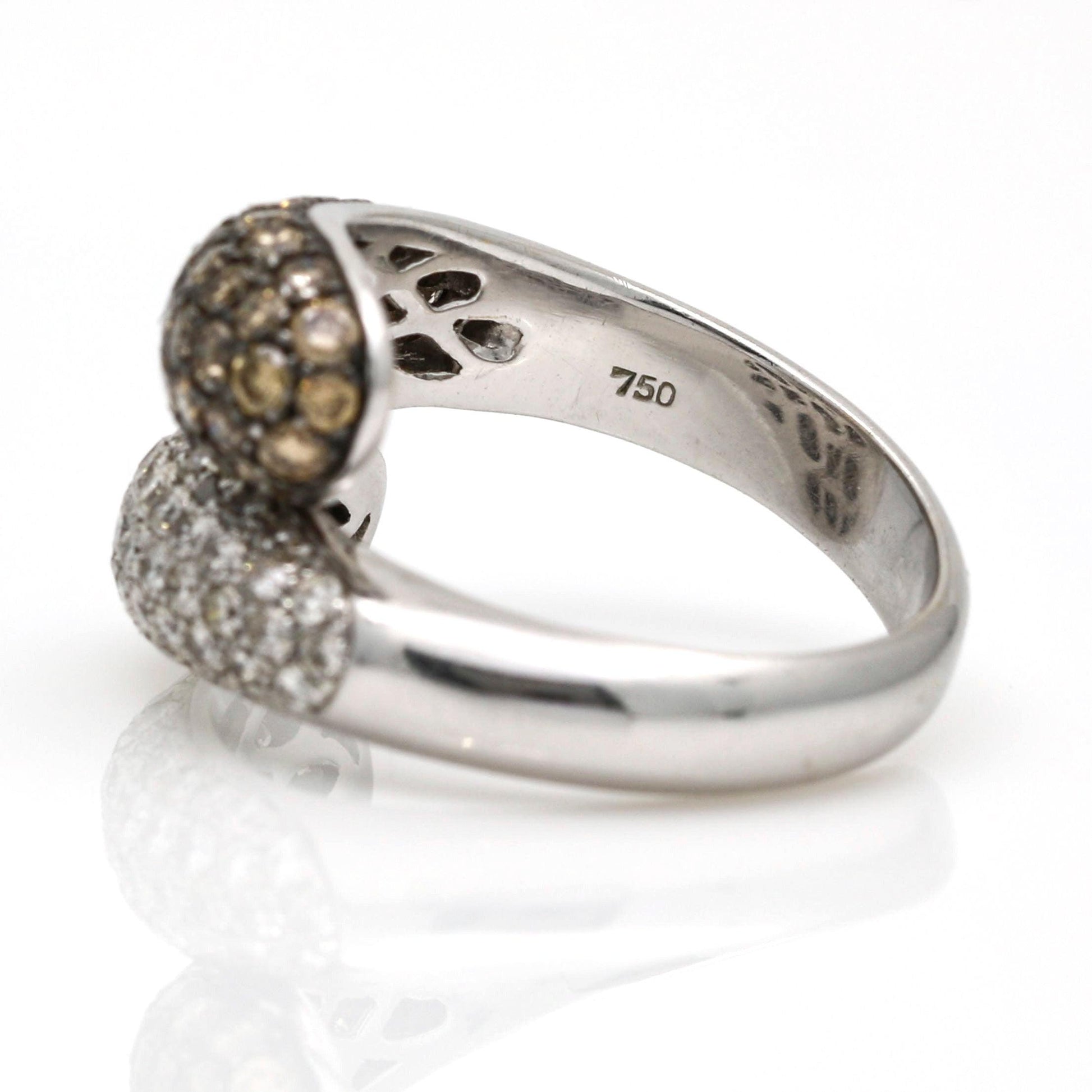 Women's Fancy Color Diamond Teardrop Bypass Ring in 18k White Gold - 31 Jewels Inc.