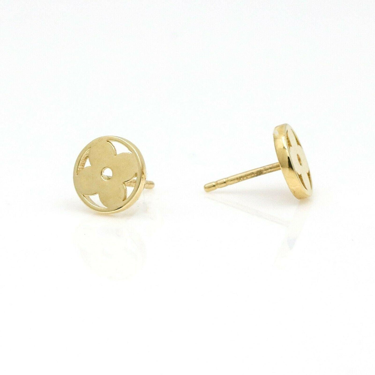 Women's Four-Leaf Clover Round Stud Earrings in 14k Yellow Gold - 31 Jewels Inc.