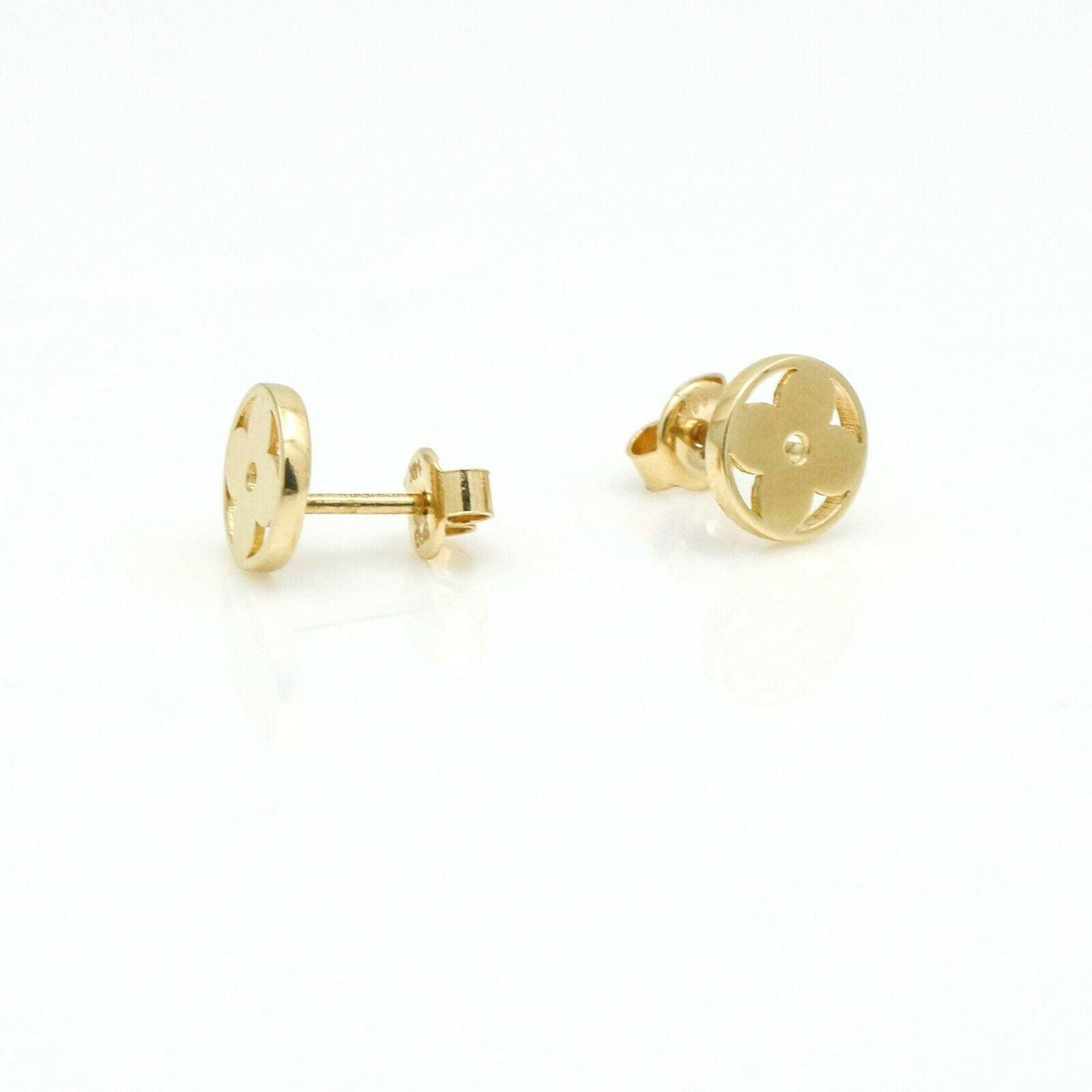 Women's Four-Leaf Clover Round Stud Earrings in 14k Yellow Gold - 31 Jewels Inc.
