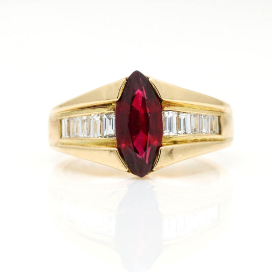 Women's Marquise Ruby and Diamond Statement Ring in 18k Yellow Gold - 31 Jewels Inc.