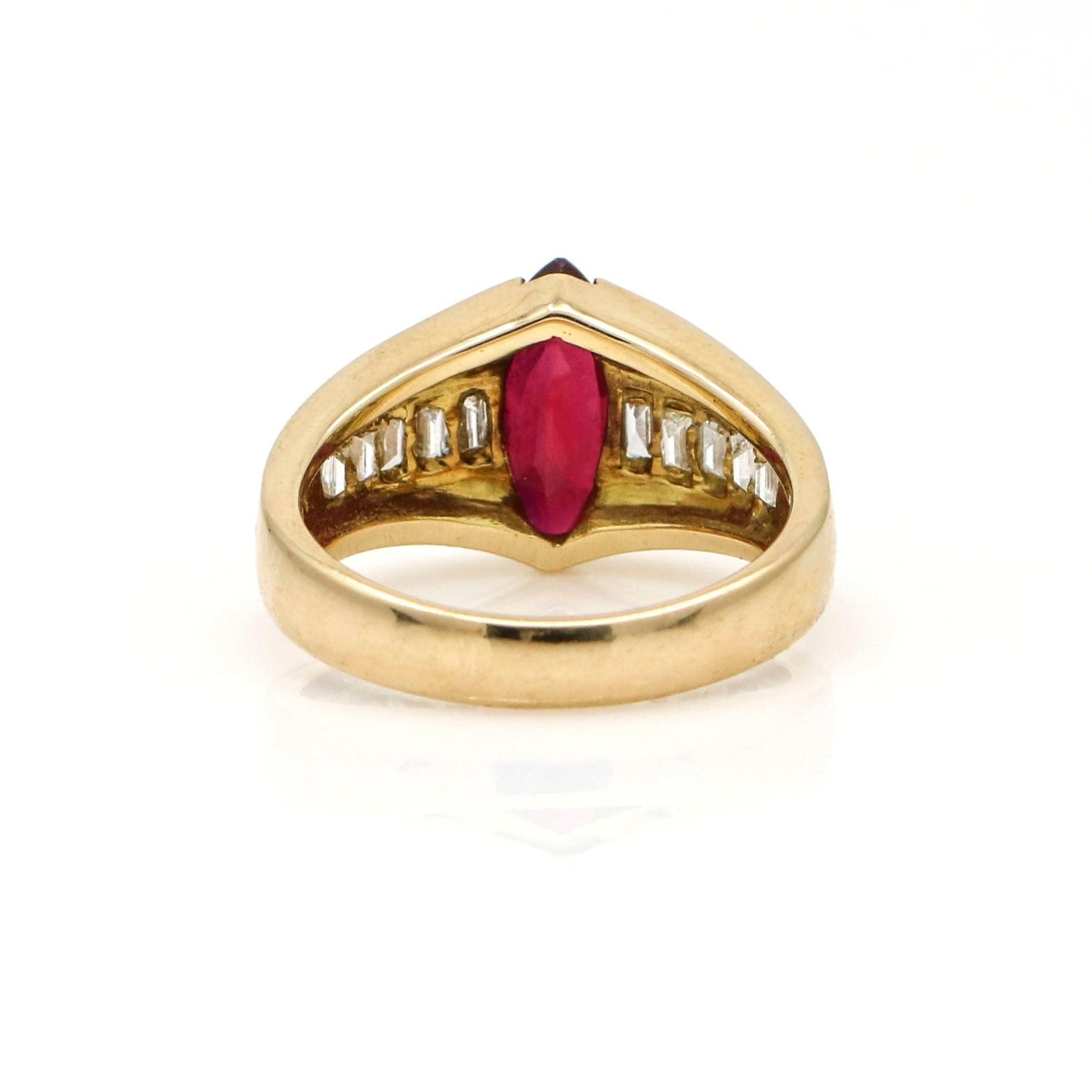 Women's Marquise Ruby and Diamond Statement Ring in 18k Yellow Gold - 31 Jewels Inc.