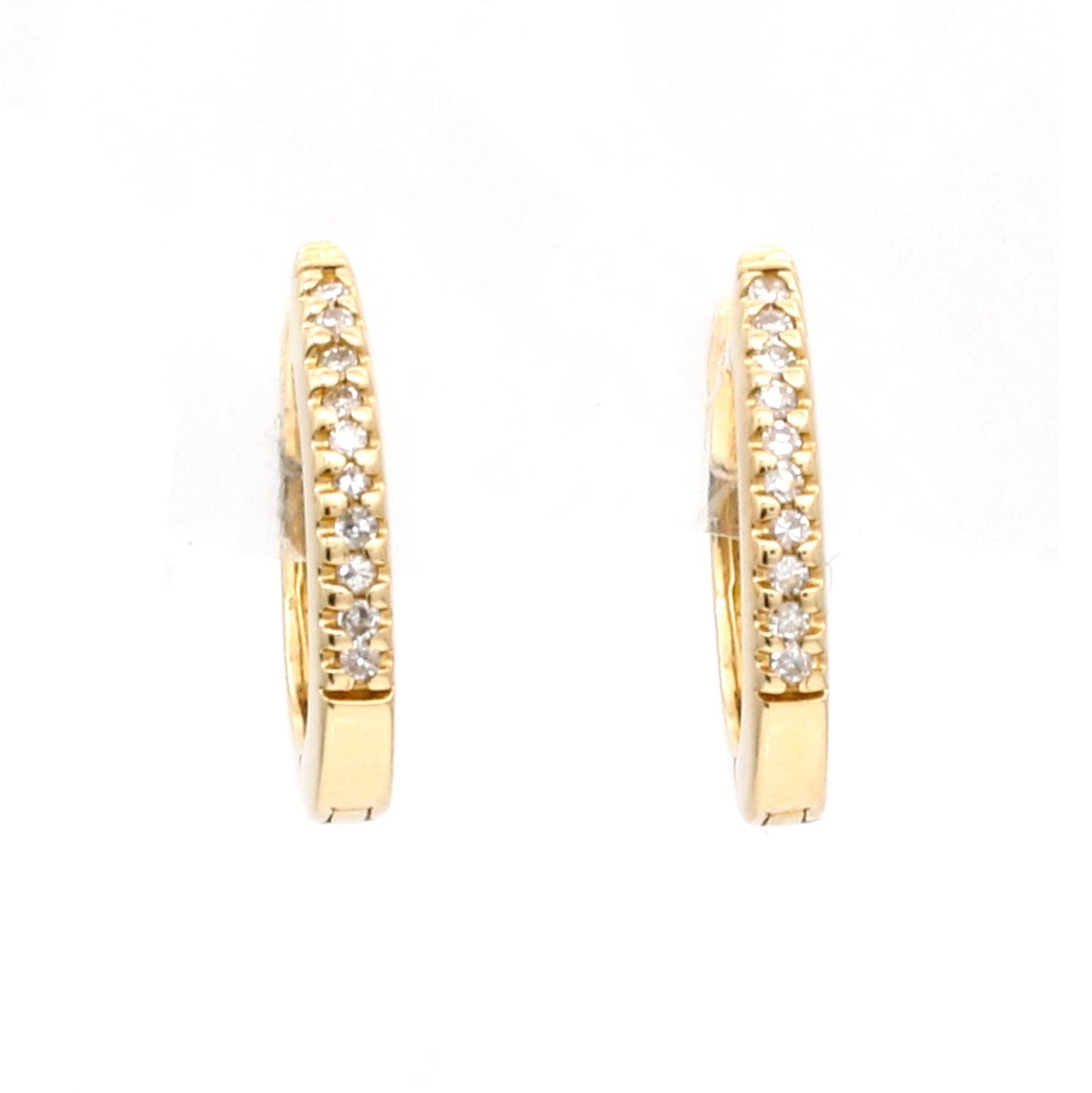 Women's Minimalist Small Diamond Hoop Earrings in 14k Yellow Gold - 31 Jewels Inc.