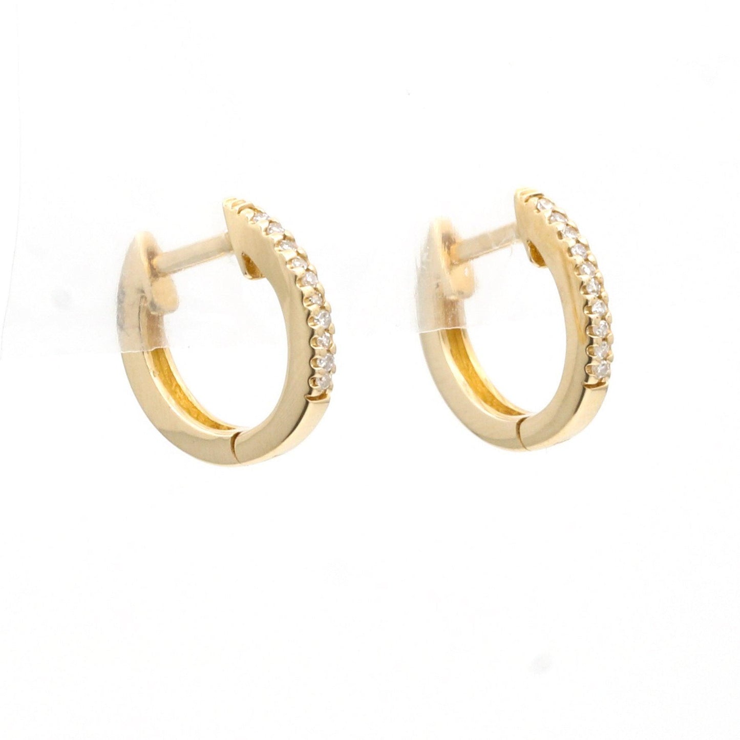 Women's Minimalist Small Diamond Hoop Earrings in 14k Yellow Gold - 31 Jewels Inc.