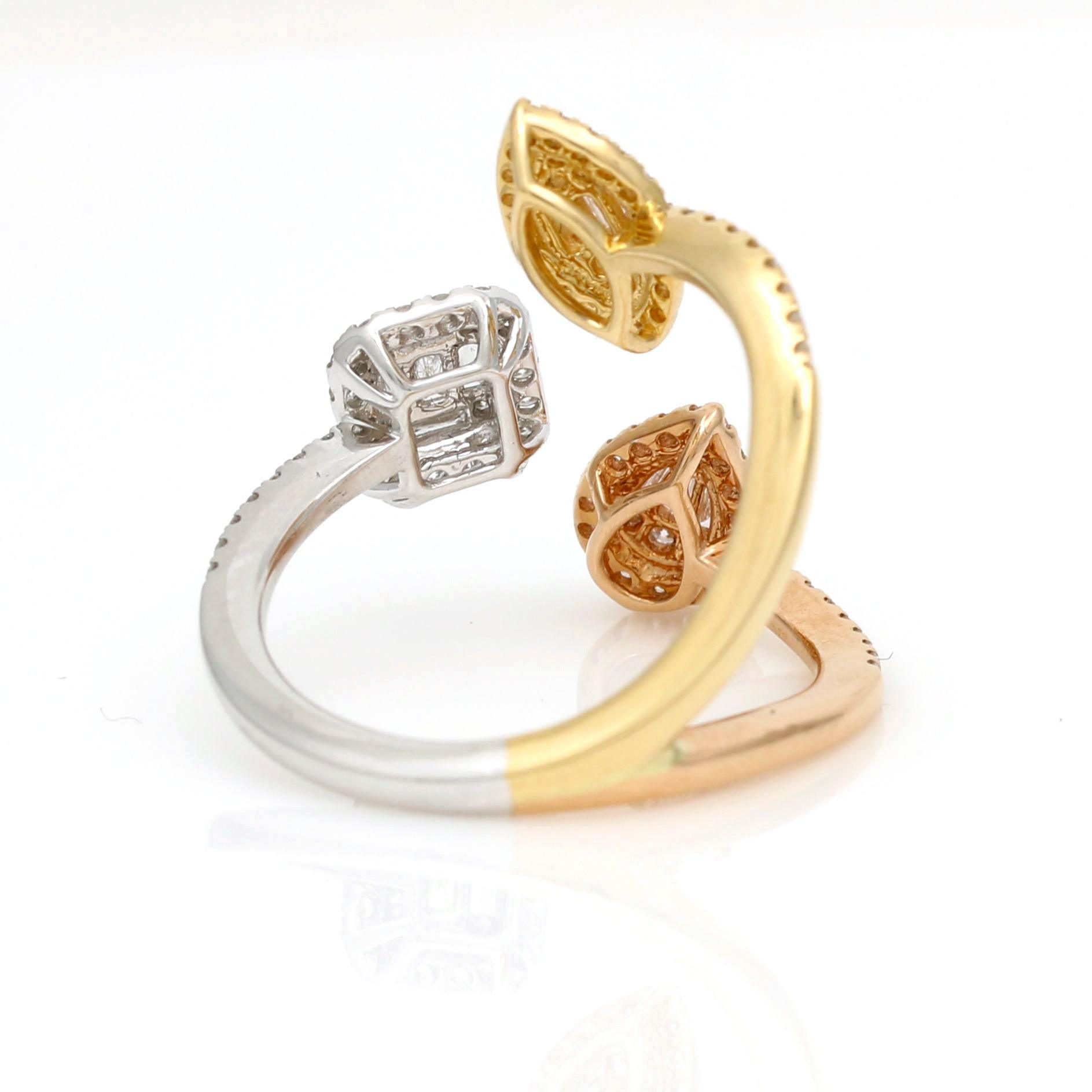 Women's Modern Minimalistic Diamond Statement Ring in 18k Tri-Color Gold - 31 Jewels Inc.