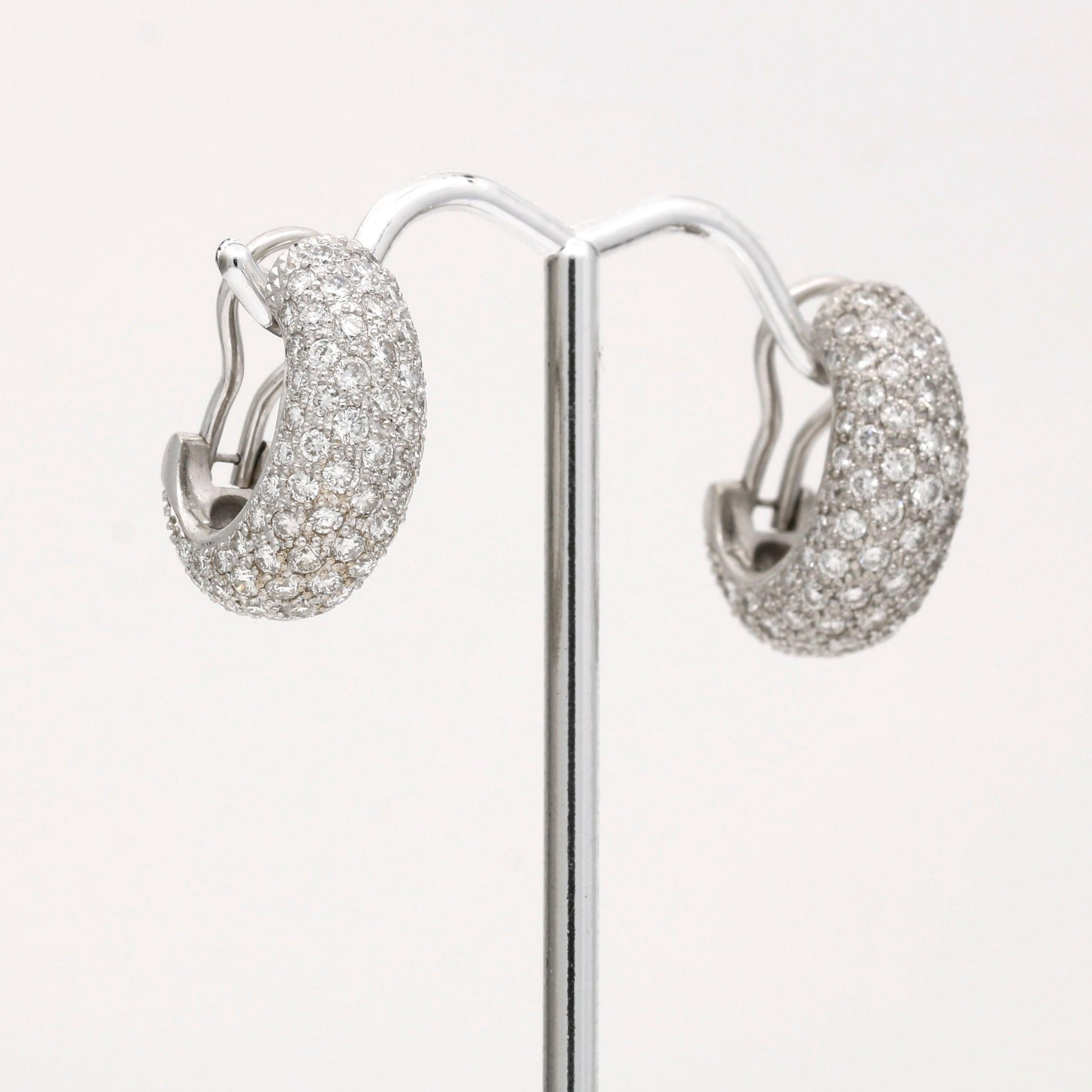 Women's Pave Diamond C-Hoop Earrings in 18k White Gold - 31 Jewels Inc.