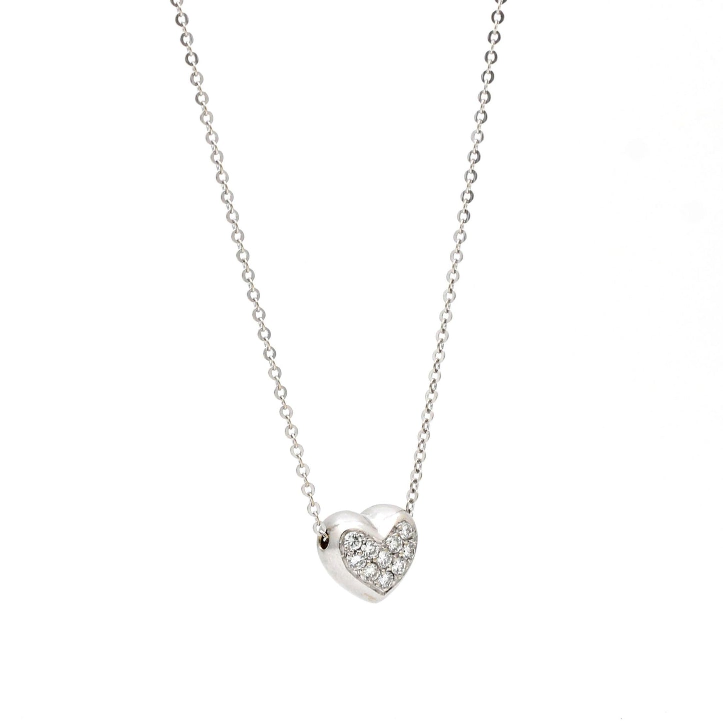 Women's Pave Diamond Heart Pendant Necklace in 14k White Gold - 31 Jewels Inc.