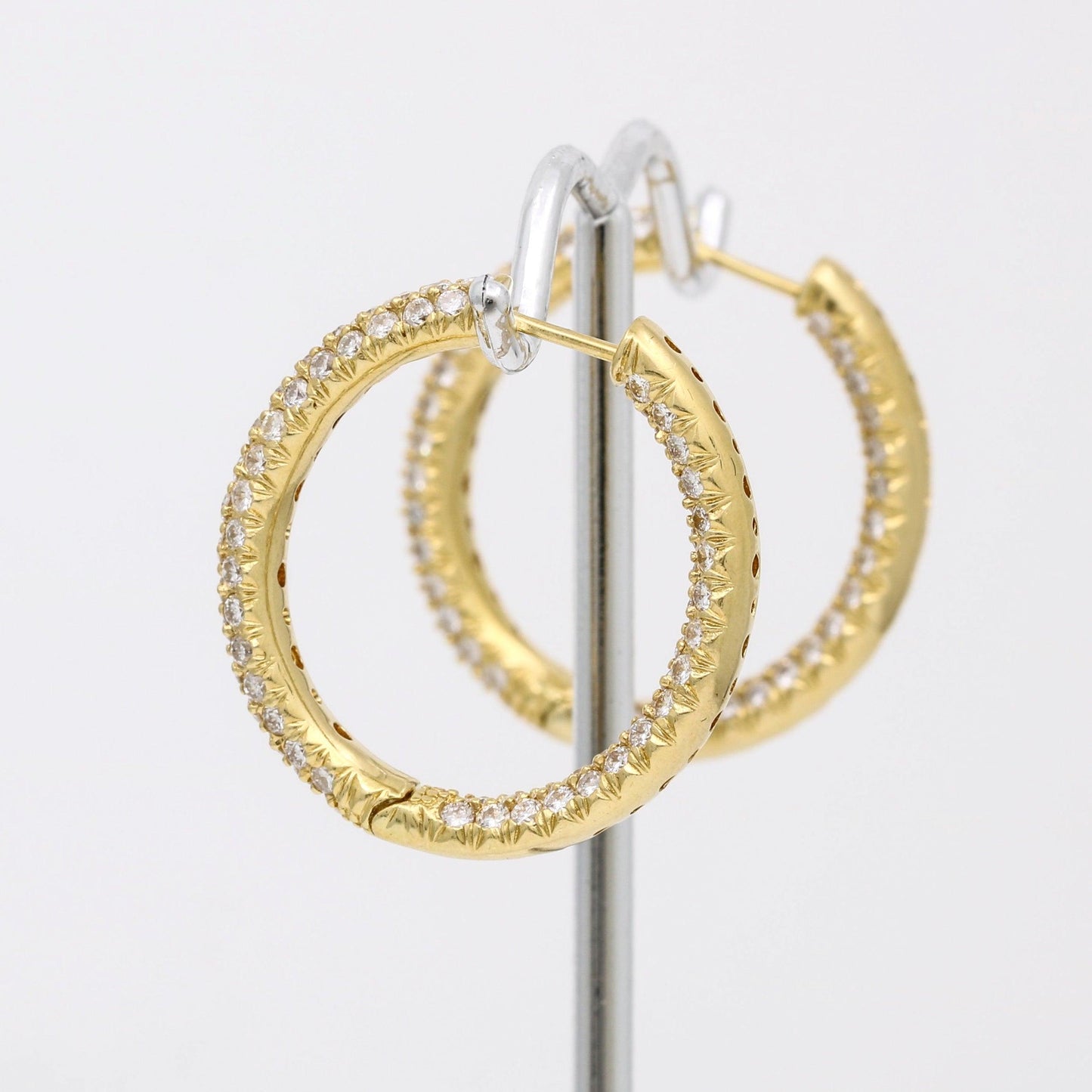 Women's Pave Diamond Hoop Earrings in 18k Yellow Gold ( 5.00 cttw ) - 31 Jewels Inc.