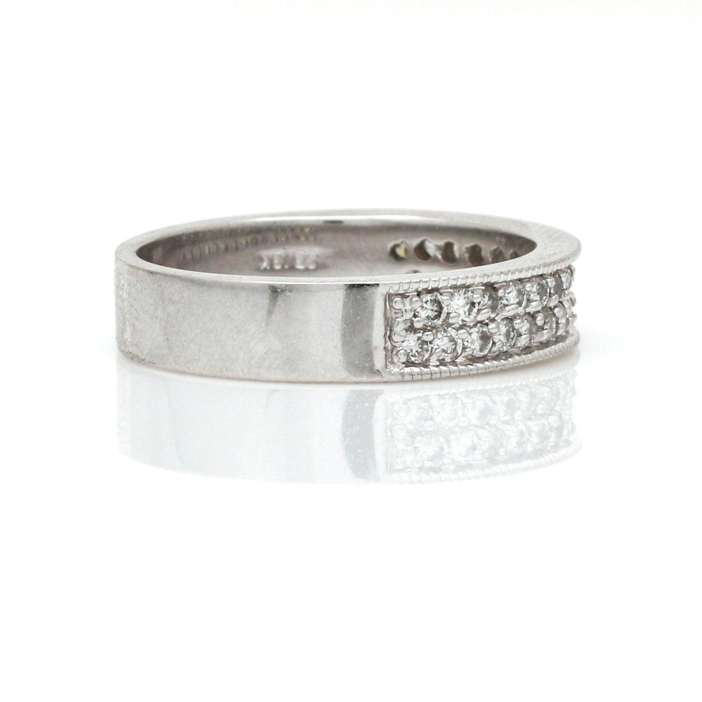 Women's Pave Diamond Ring in 18k White Gold Half-Eternity Band - 31 Jewels Inc.