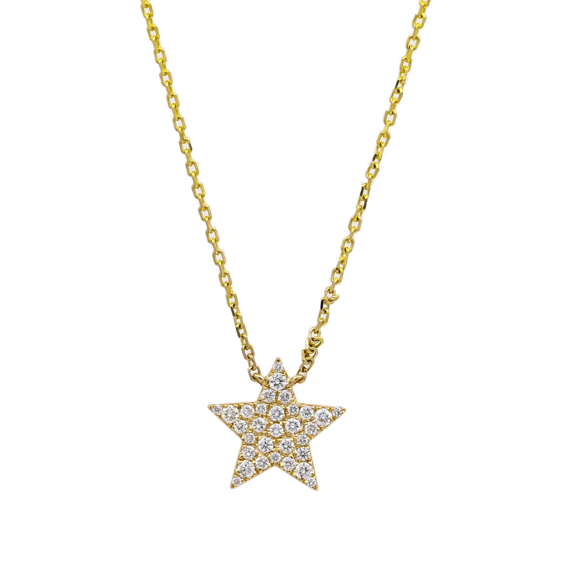 Women's Pave Diamond Star Pendant Necklace in 14k Yellow Gold - 31 Jewels Inc.