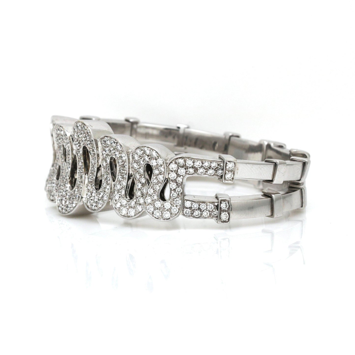 Women's Pave Diamond Waves Statement Cuff Bangle Bracelet 18k Gold 7.00 cttw - 31 Jewels Inc.