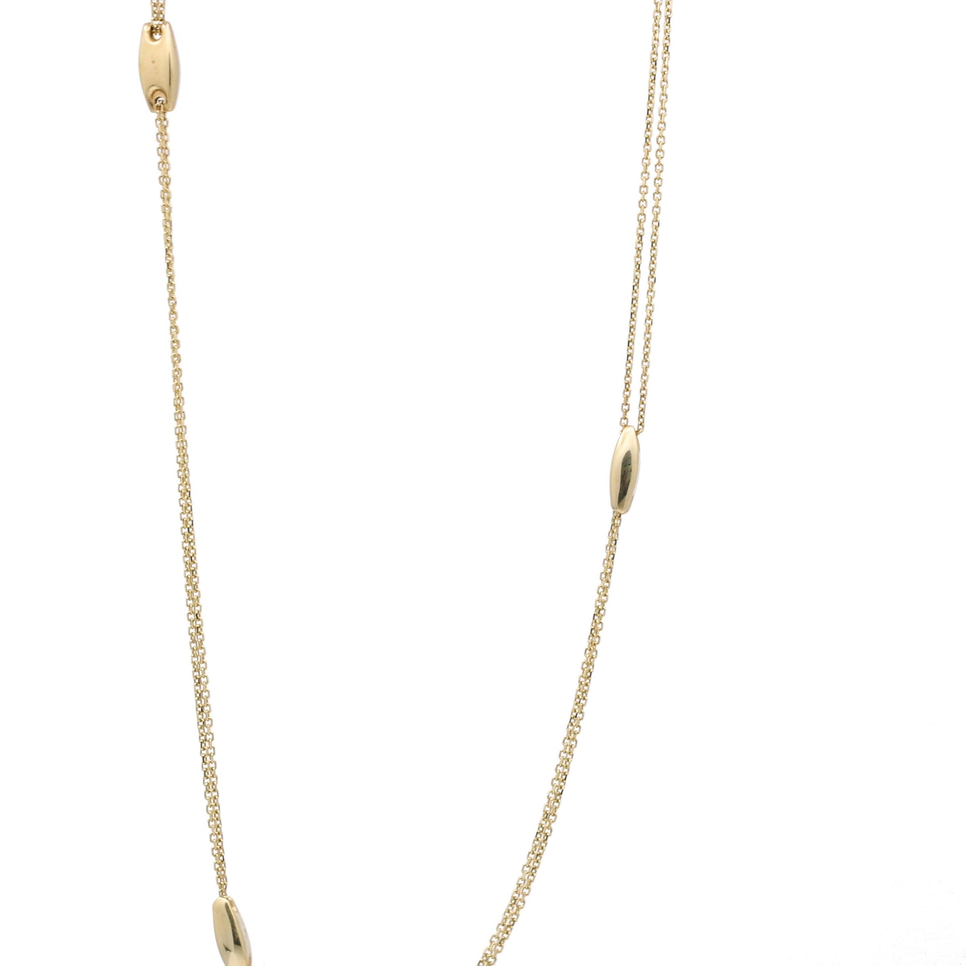 Women's Polished Gold Rectangular Station Double Chain Necklace in 14k Yellow Gold - 31 Jewels Inc.