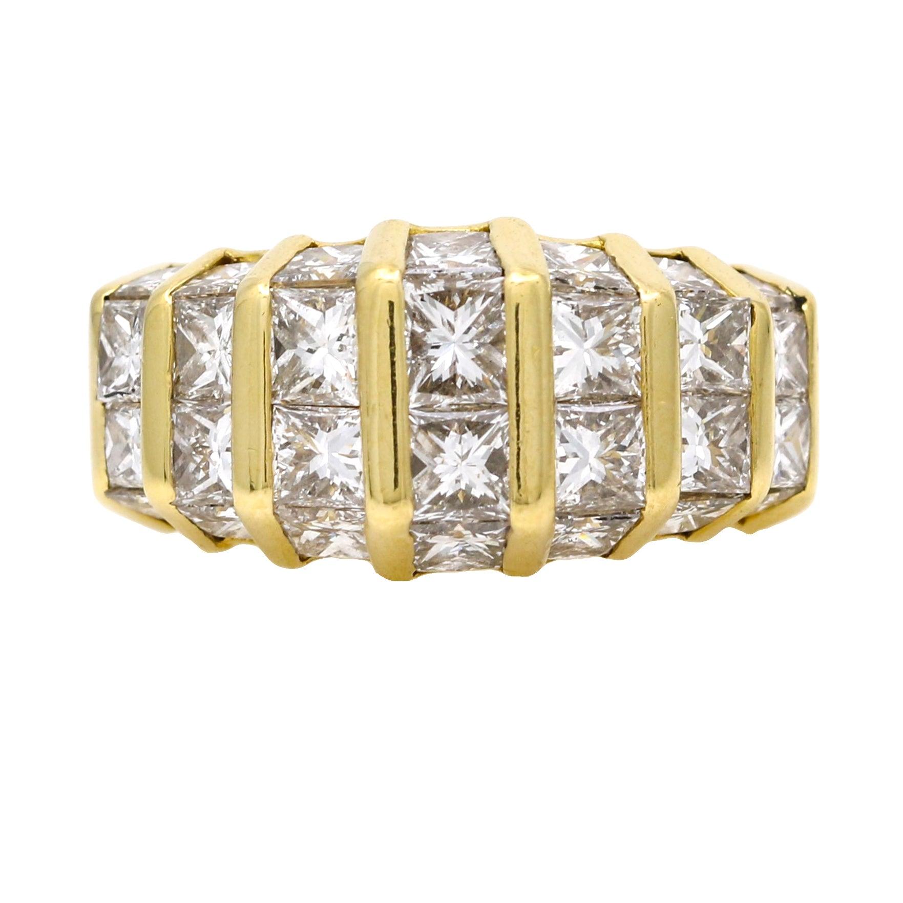 Women's Princess Diamons Statement Ring in 18k Yellow Gold 2.50 cttw - 31 Jewels Inc.