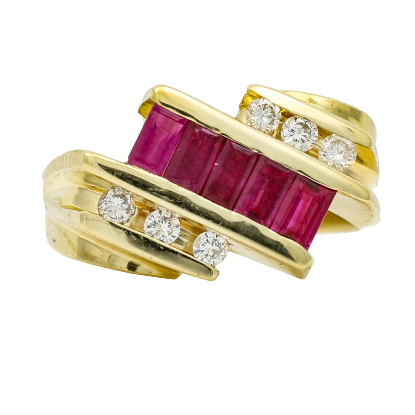 Women's Stylish Retro Band Ring with Rubies and Diamonds in 14k Gold - 31 Jewels Inc.