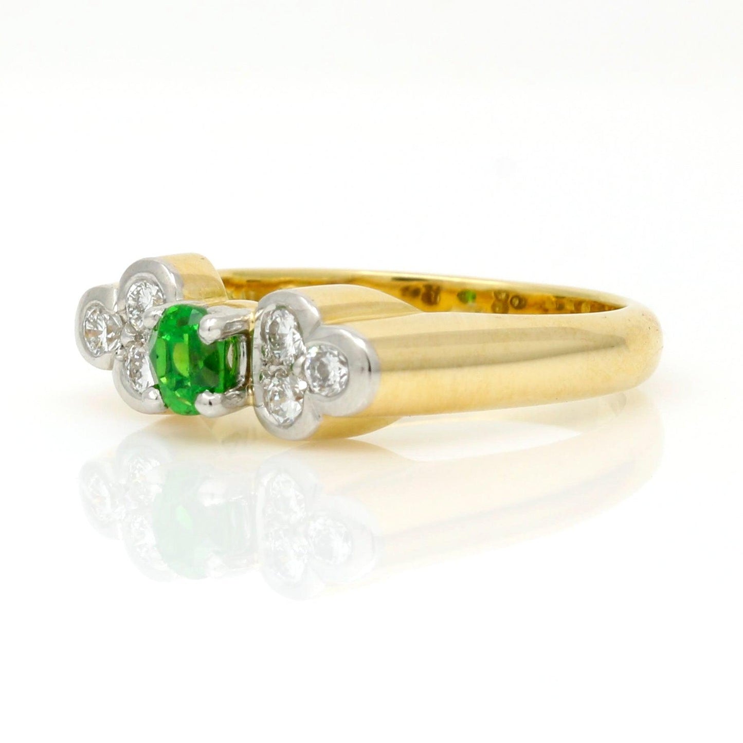 Women's Tsavorite Diamond Ring in 18k Yellow Gold Platinum - 31 Jewels Inc.