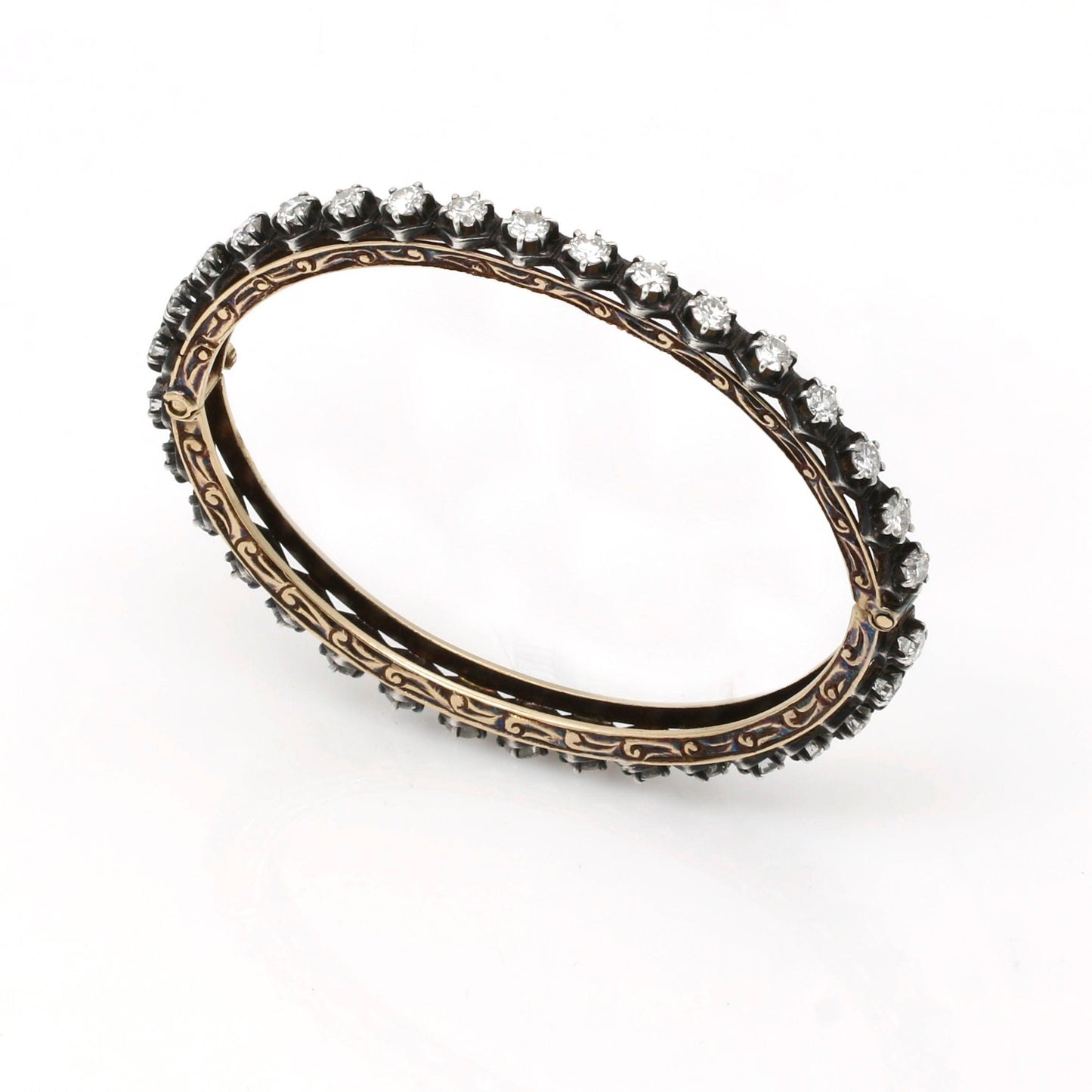 Women's Vintage Bracelet 4.25 cttw Diamond Hinged Bangle 18k Gold - 31 Jewels Inc.