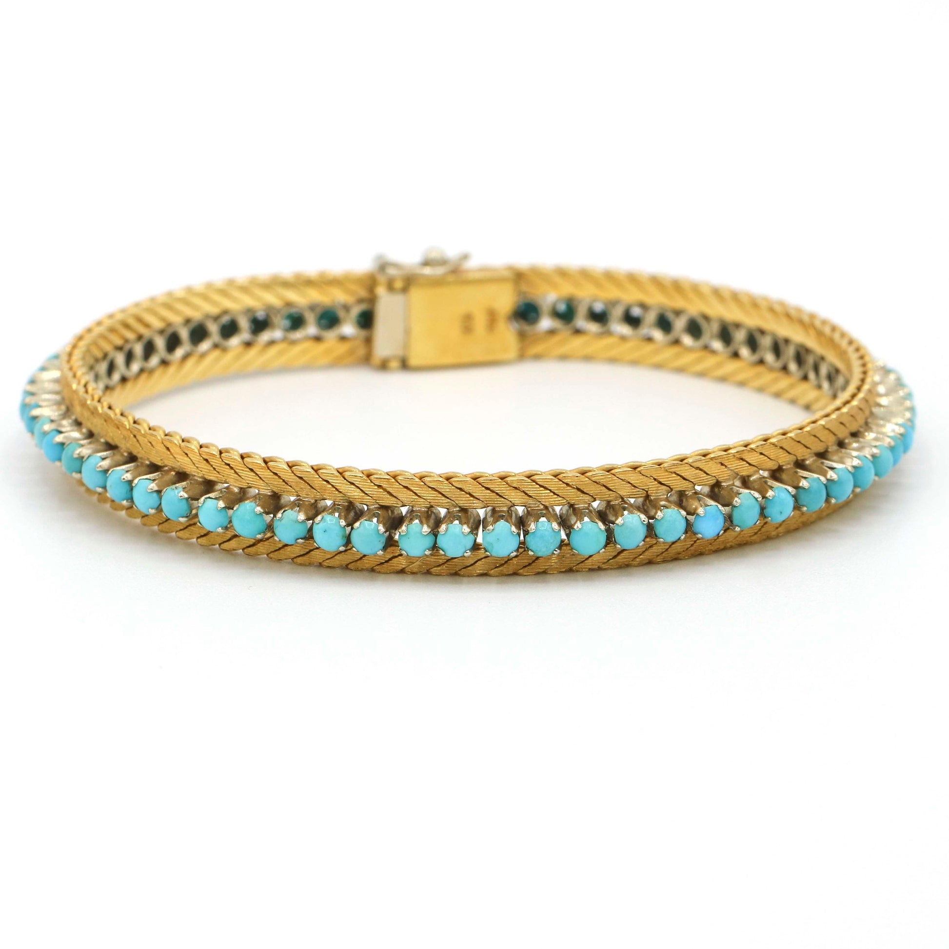Women's Vintage Turquoise Textured Snake Chain Bracelet in 18k Yellow Gold - 31 Jewels Inc.
