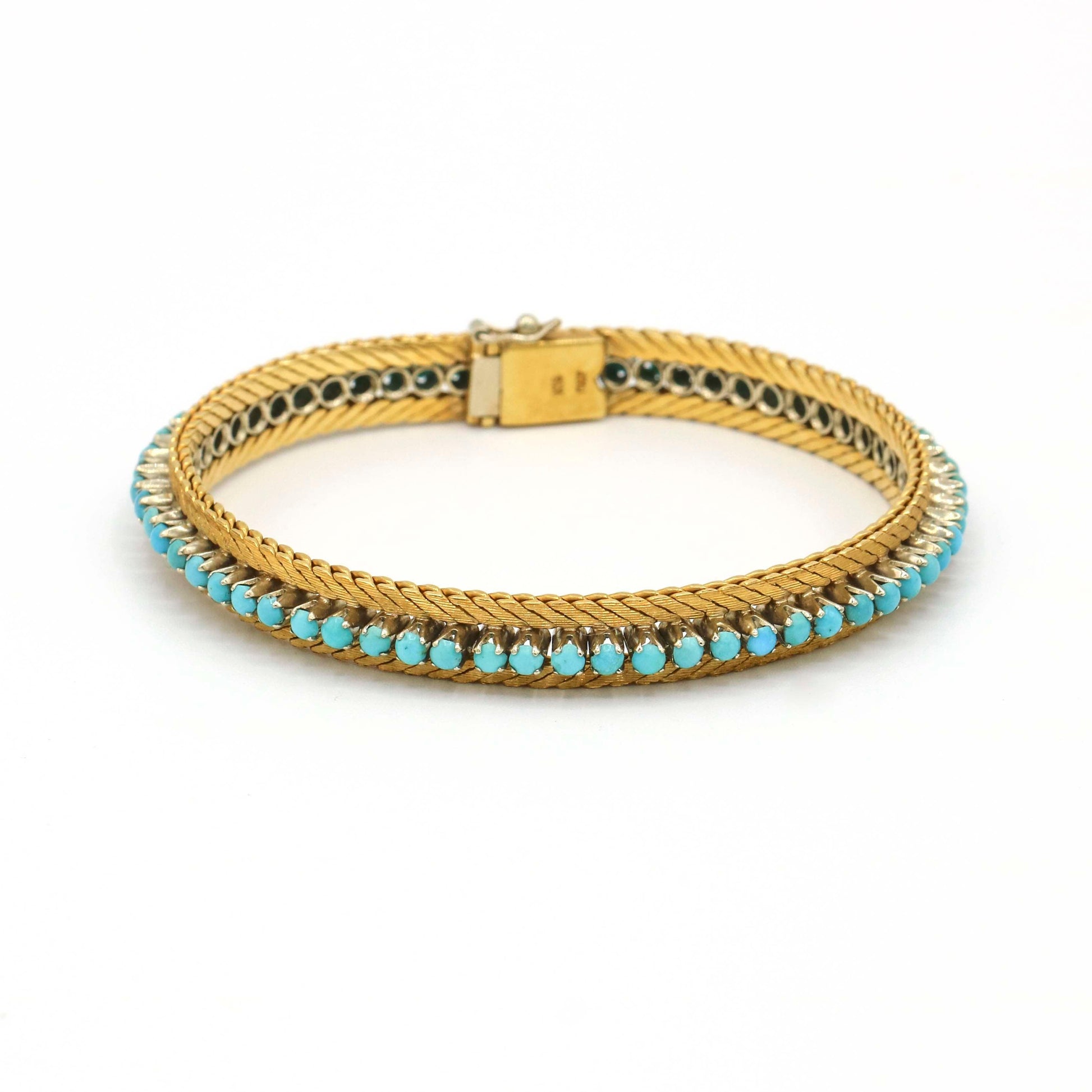 Women's Vintage Turquoise Textured Snake Chain Bracelet in 18k Yellow Gold - 31 Jewels Inc.