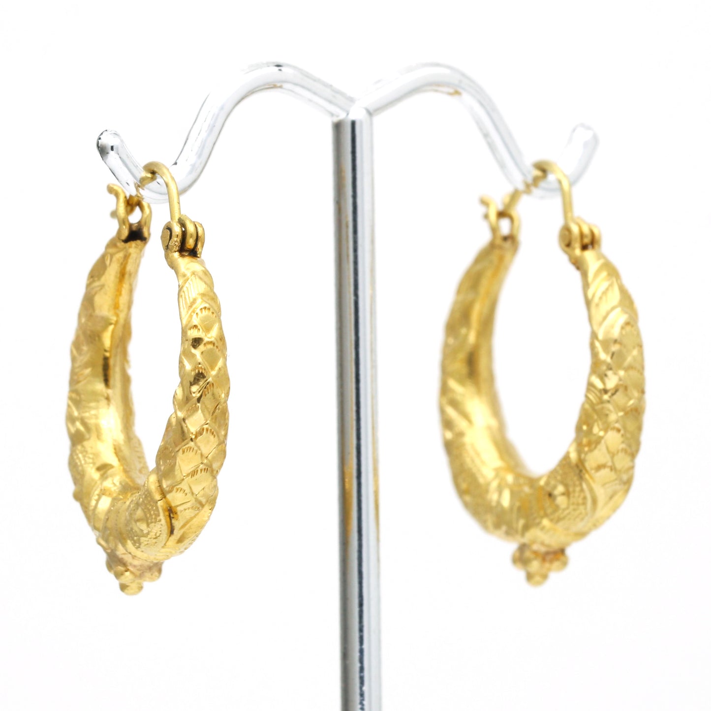 Women's 22k Yellow Gold Hoop Statement Earrings