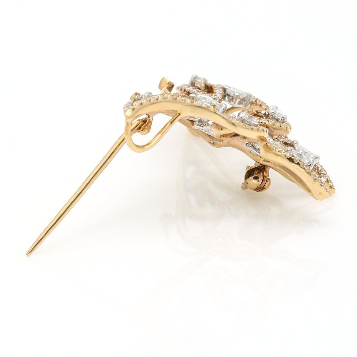 Beautiful Diamond Butterfly Openwork Brooch Pendant 18k Rose & White Gold