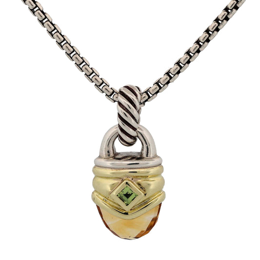 David Yurman Gemstone Pendant Necklace in Sterling Silver and 14k Gold