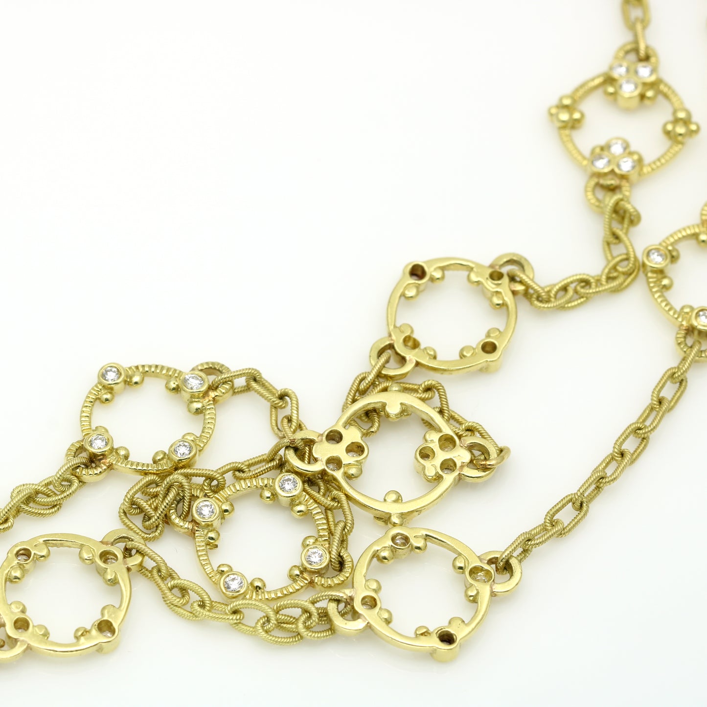 Elegant Women's Diamond Long Station Necklace - 18k Yellow Gold, 36"