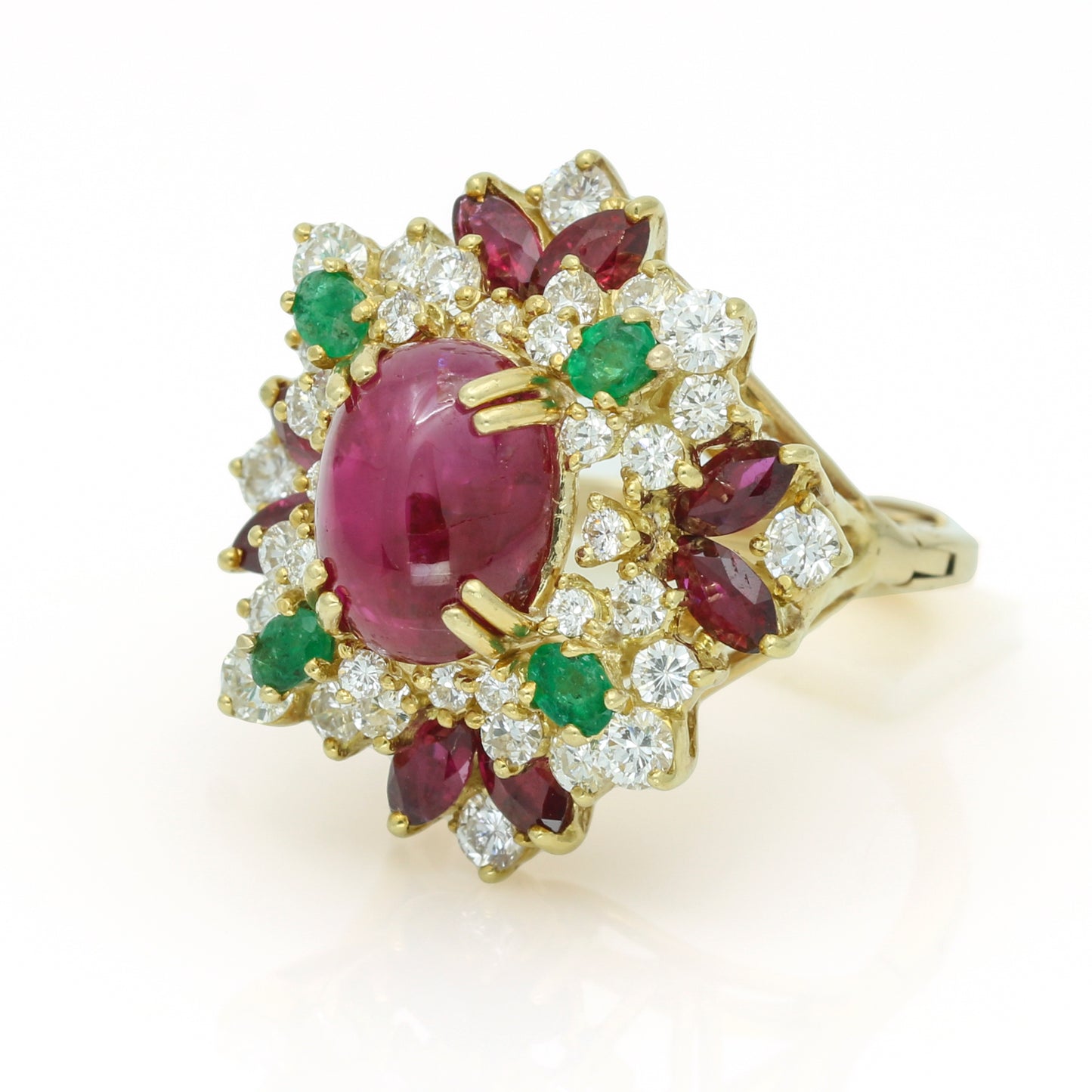 Women's GIA Certified 4.70ct Burma Ruby Emerald Diamond Ring 18k Gold NO HEAT