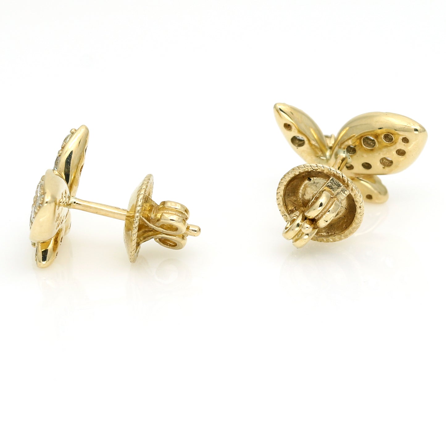 Women's Butterfly Diamond Stud Earrings - 14k Yellow Gold