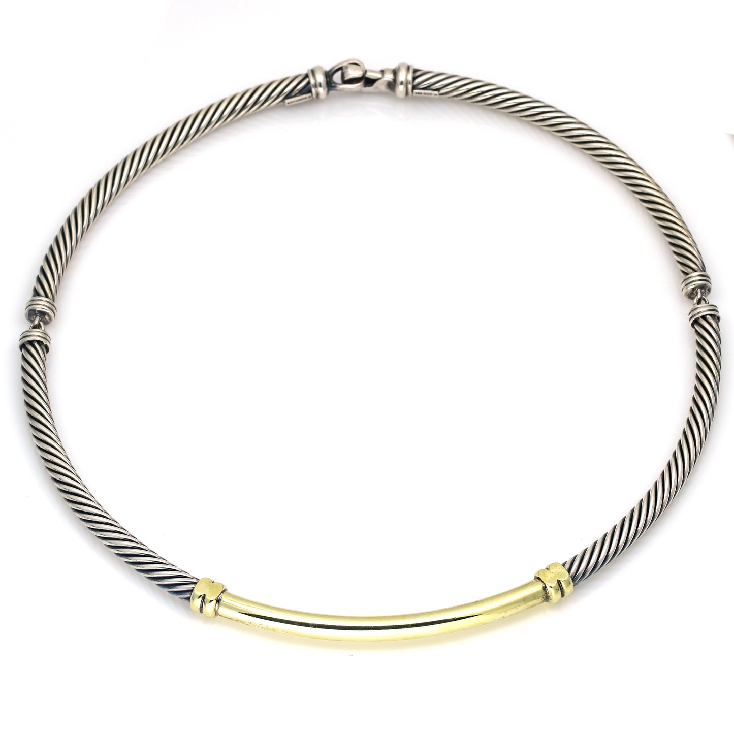 Women's David Yurman Metro Choker Necklace in Sterling Silver and 14k Yellow Gold