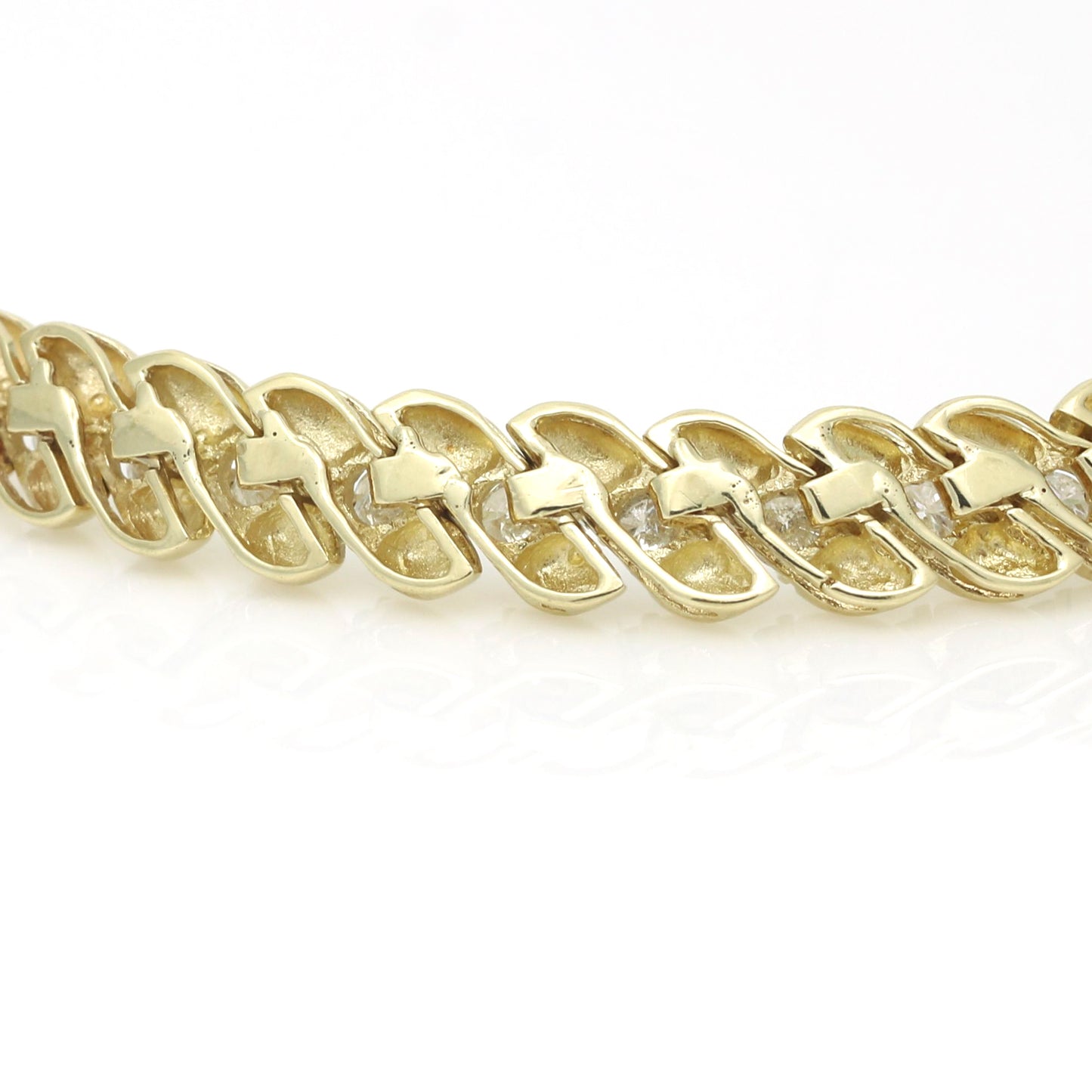 Women's Elegant Fancy Link Diamond Tennis Bracelet in 14k Yellow Gold