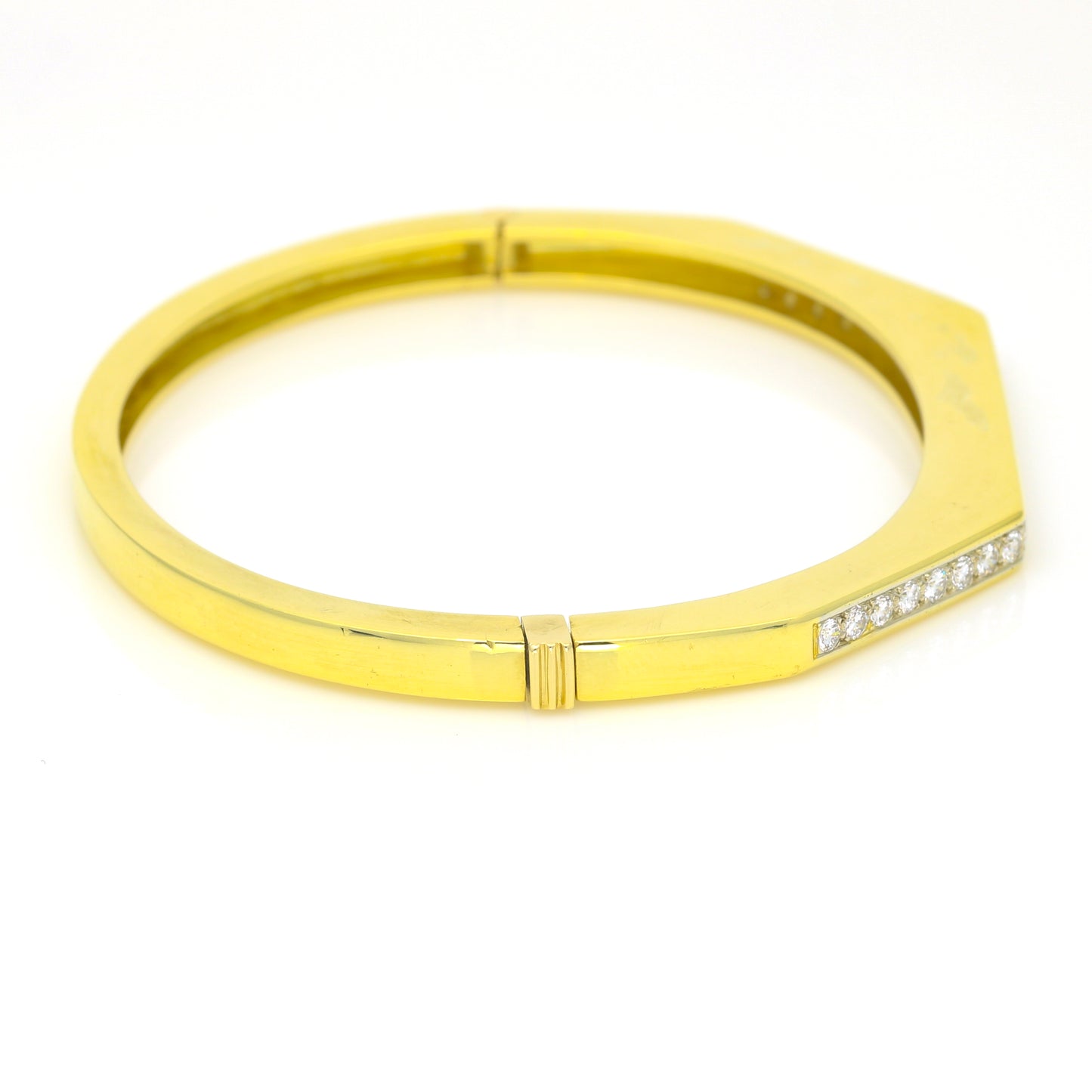 Stylish Womne's Geometric Diamond Bangle Bracelet in 18k Yellow Gold