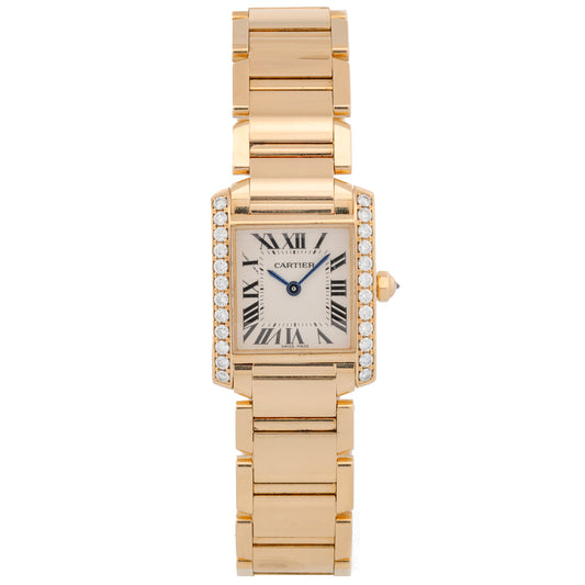 Cartier Tank Francaise 18k Gold Diamond Watch WE1001R8 with Box and Papers