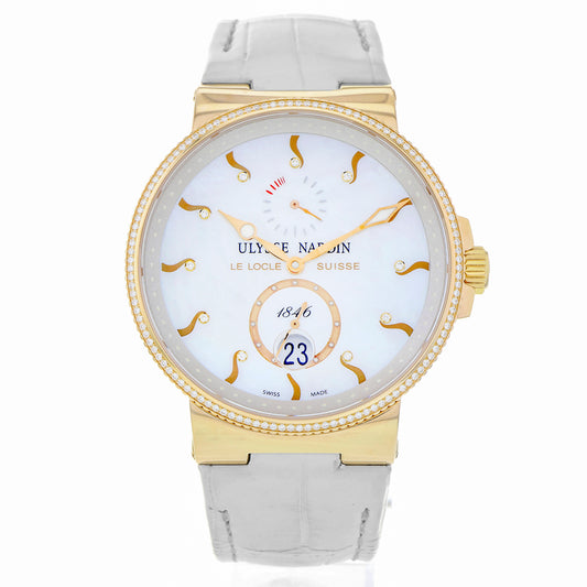 Ulysse Nardin Marine Chronometer 265-66 18K Rose Gold Diamond Woman's Watch