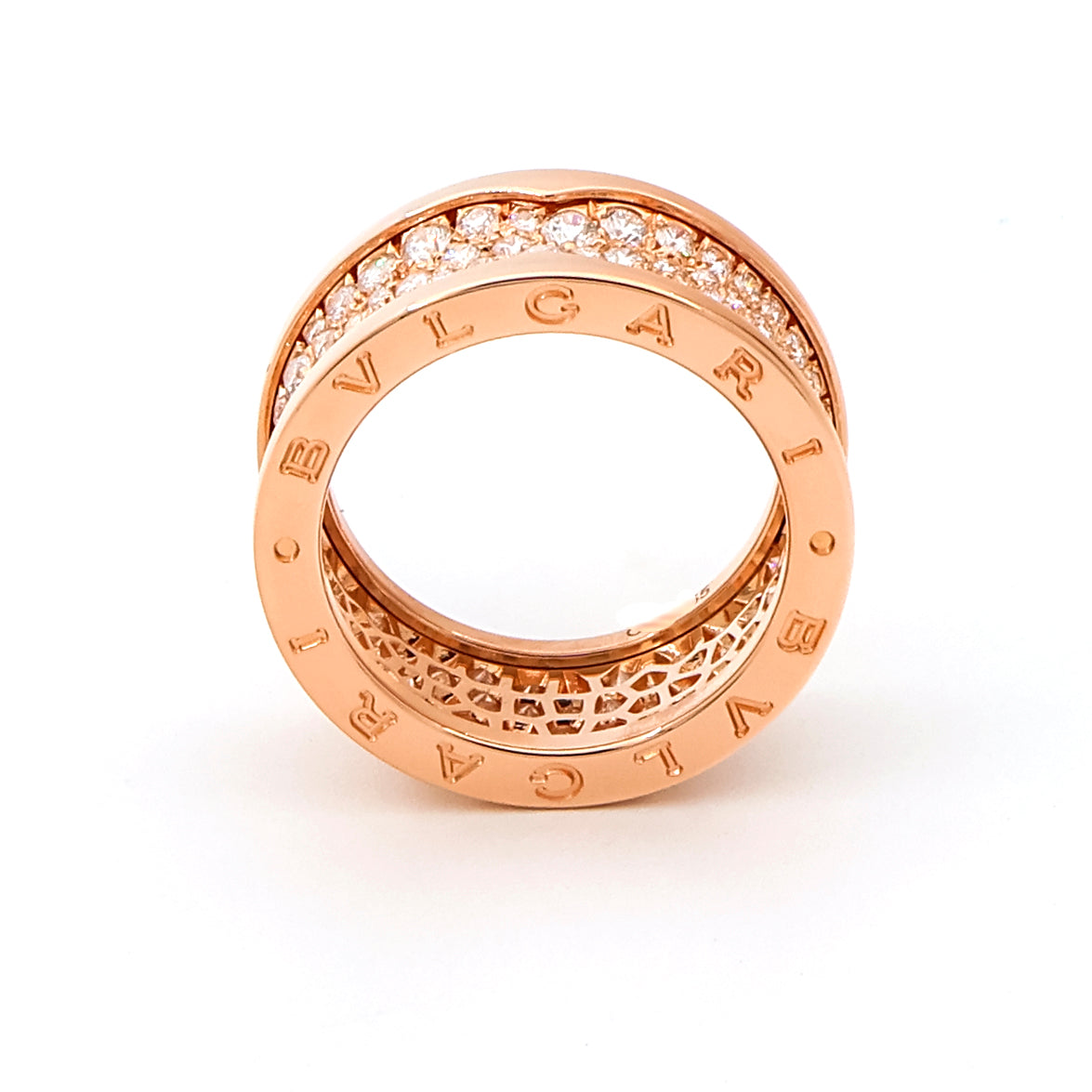 B.zero1 18k Rose Gold Ring with 2.52cttw Pave Diamonds - Size 58