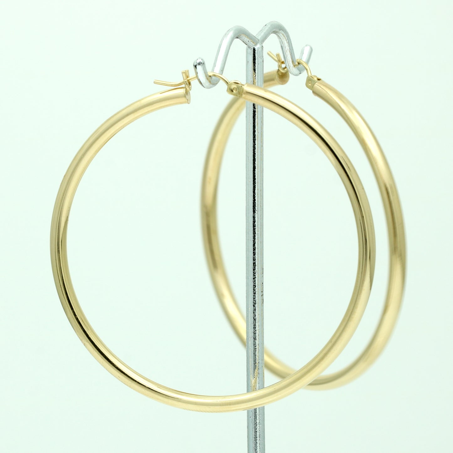 Women's Large 14k Yellow Gold Tube Hoop Statement Earrings - 55mm
