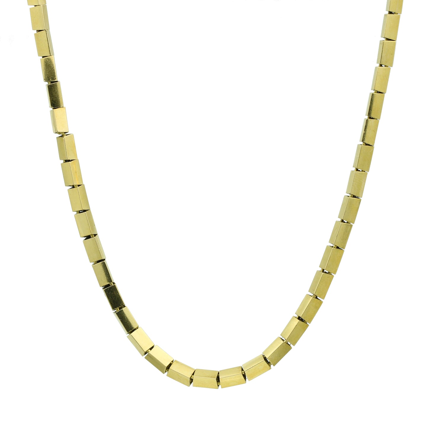 Vintage Bar Link Chain Necklace in 18k Yellow Gold Modern Style