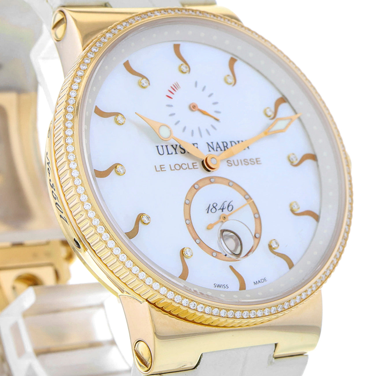 Ulysse Nardin Marine Chronometer 265-66 18K Rose Gold Diamond Woman's Watch