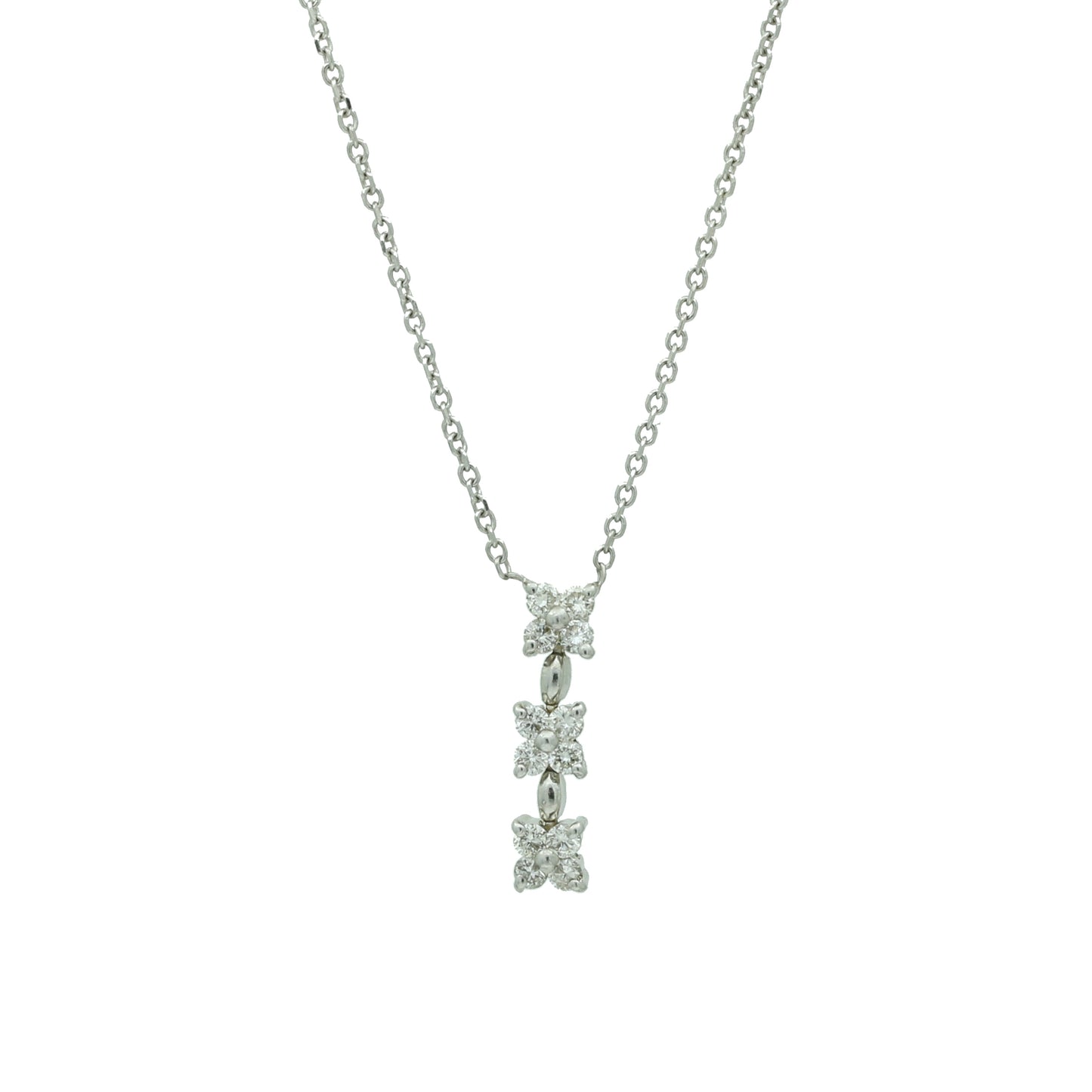 Minimalist Diamond Drop Pendant Necklace in 14k White Gold