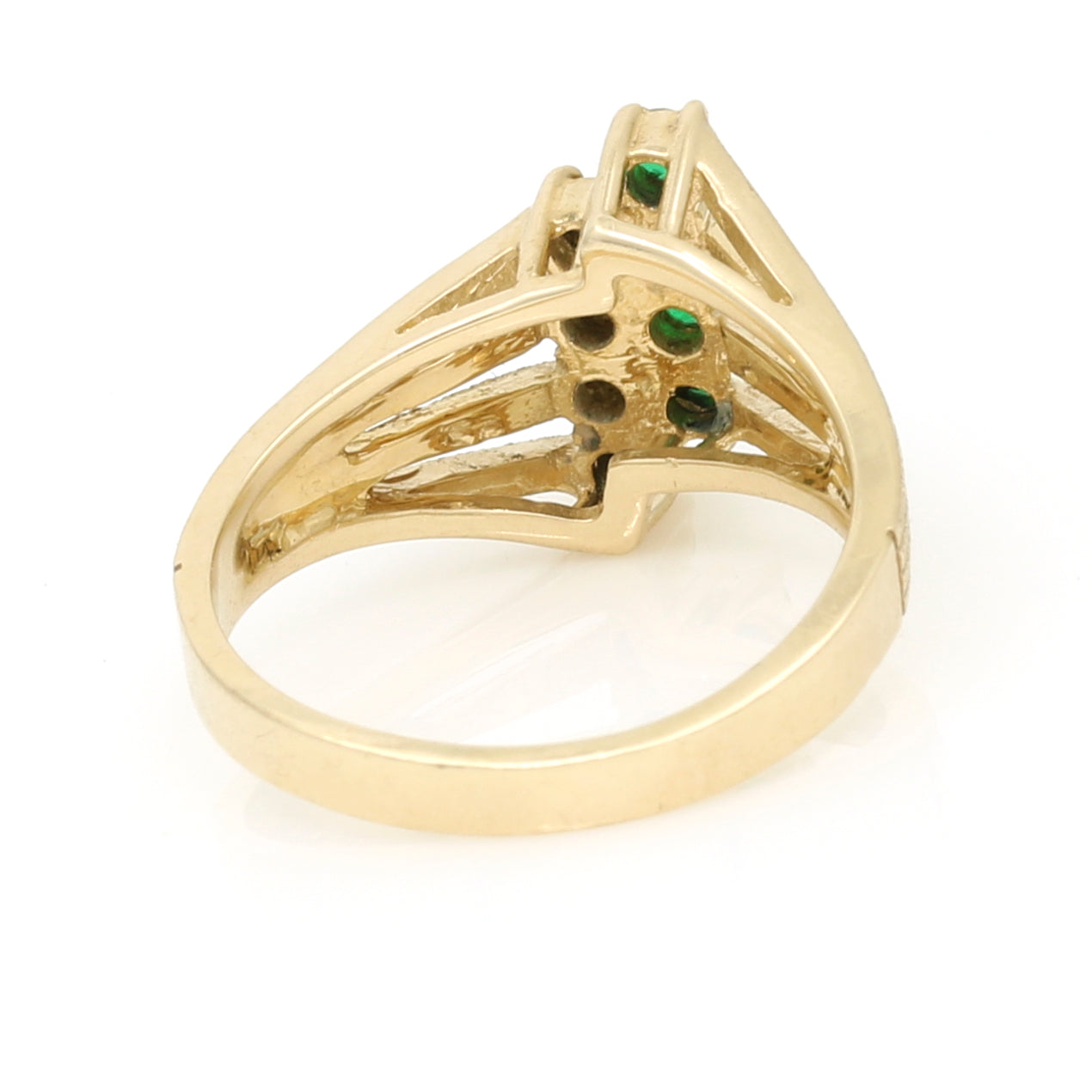 Gemporia Retro Emeralds & Diamonds Statement Ring - 14k Yellow Gold | Size 6.5