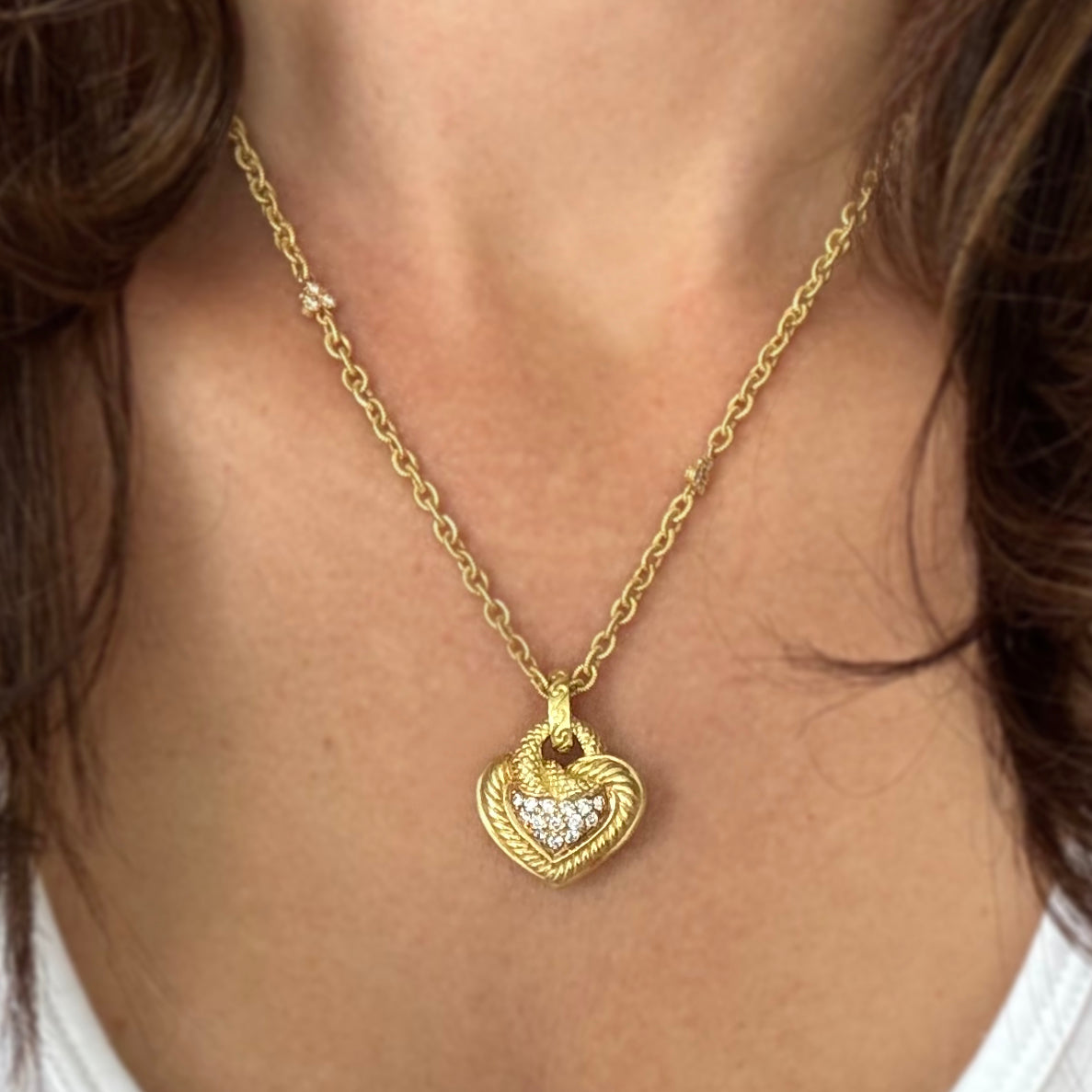 18k Yellow Gold Judith Ripka Persian Turquoise and Diamond Pendant – AJG