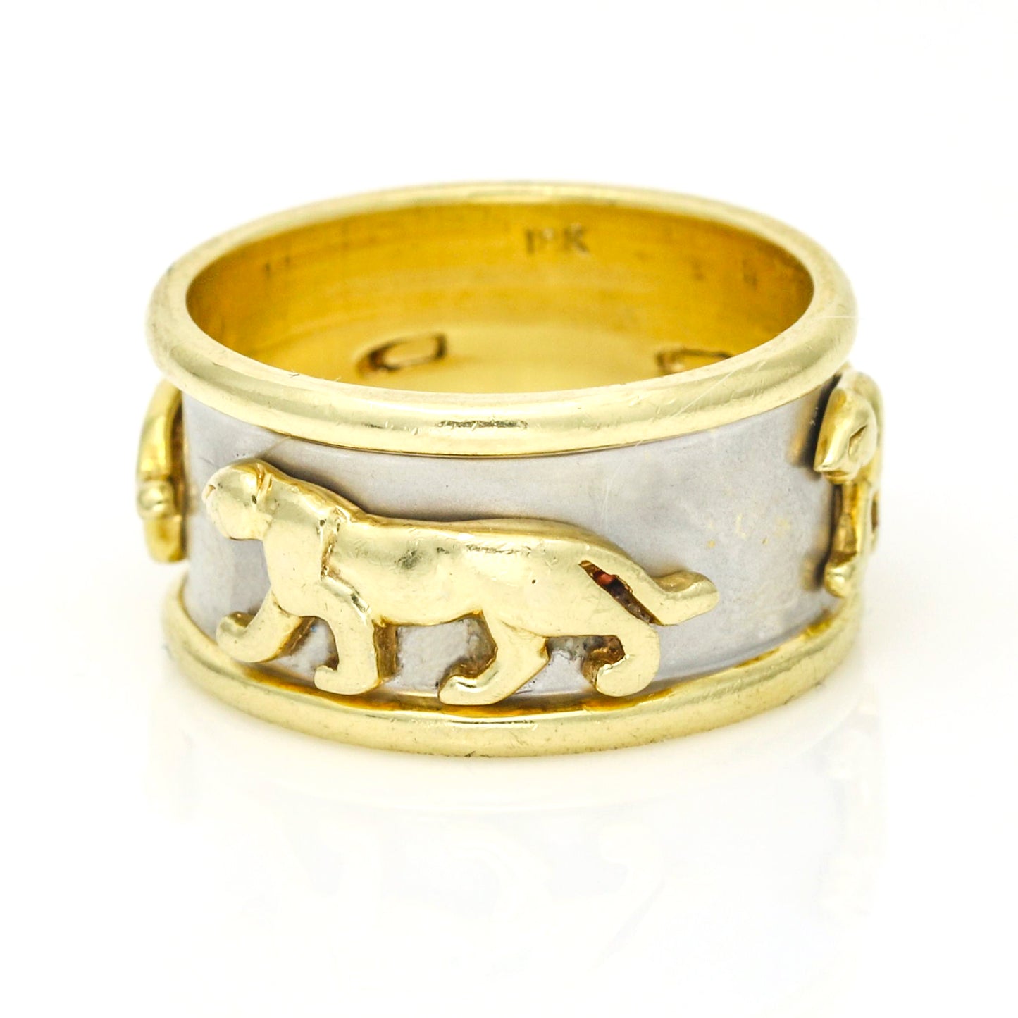 Panthers 18k Yellow and White Gold Wide Band Ring