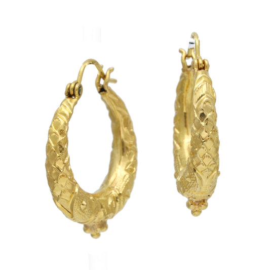 Women's 22k Yellow Gold Hoop Statement Earrings