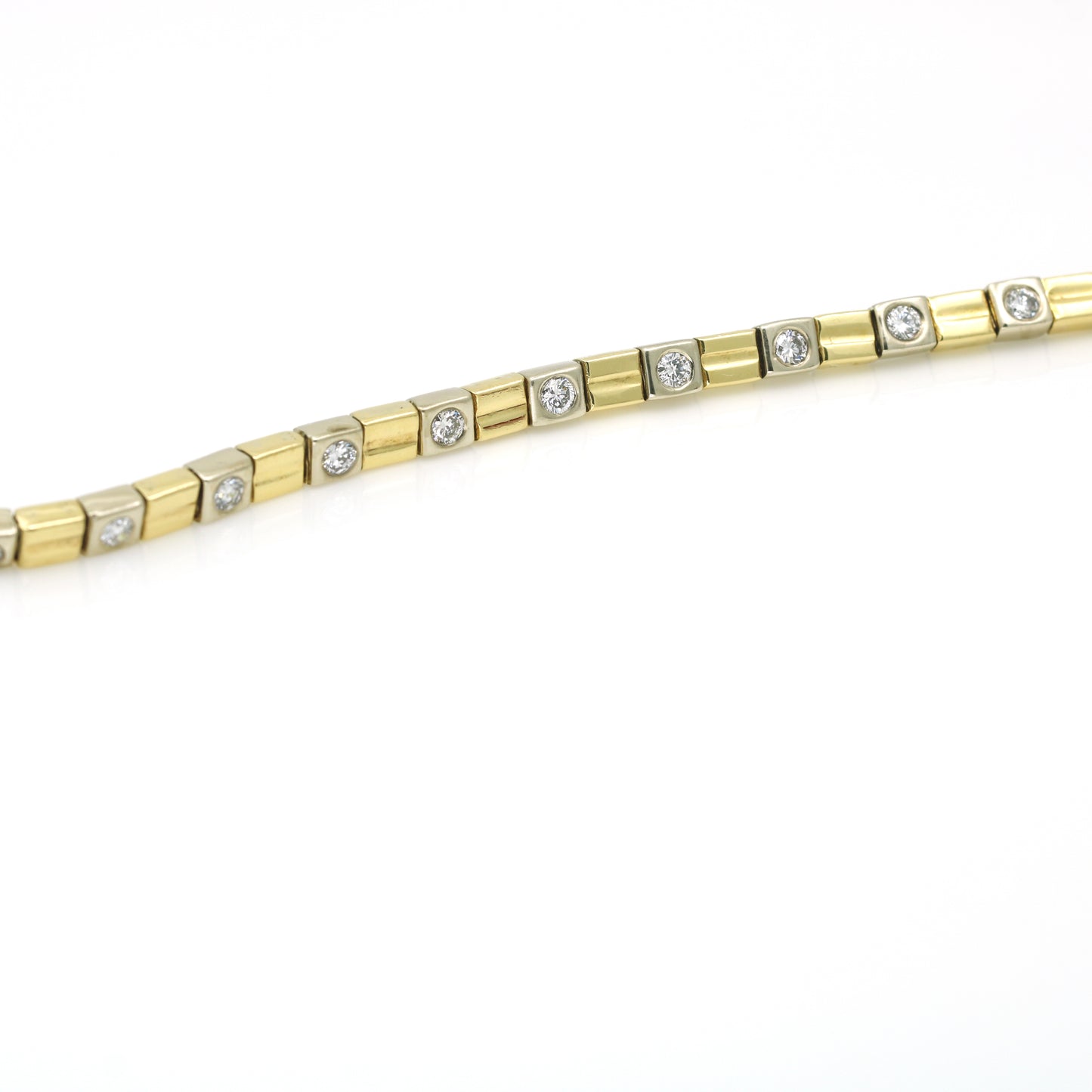 Women's Two-Tone Diamond Link Bracelet in 18k White and Yellow Gold