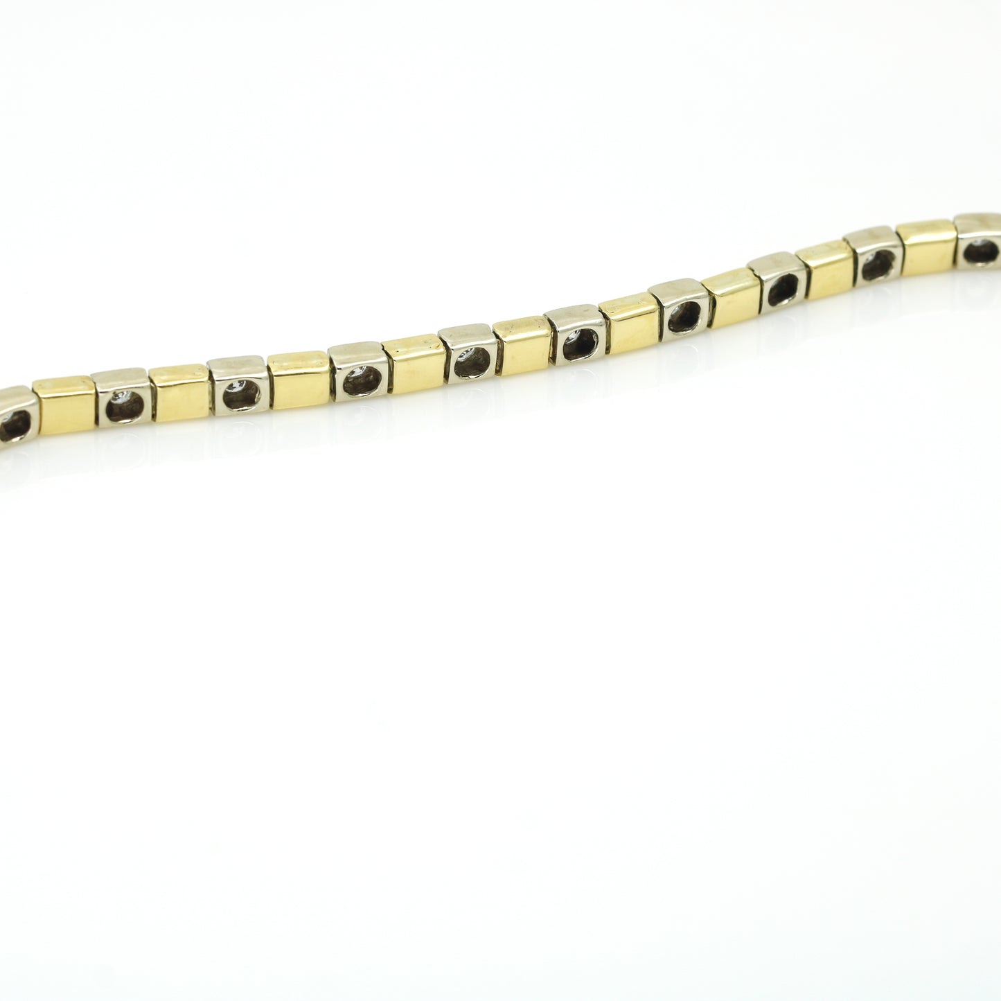 Women's Two-Tone Diamond Link Bracelet in 18k White and Yellow Gold