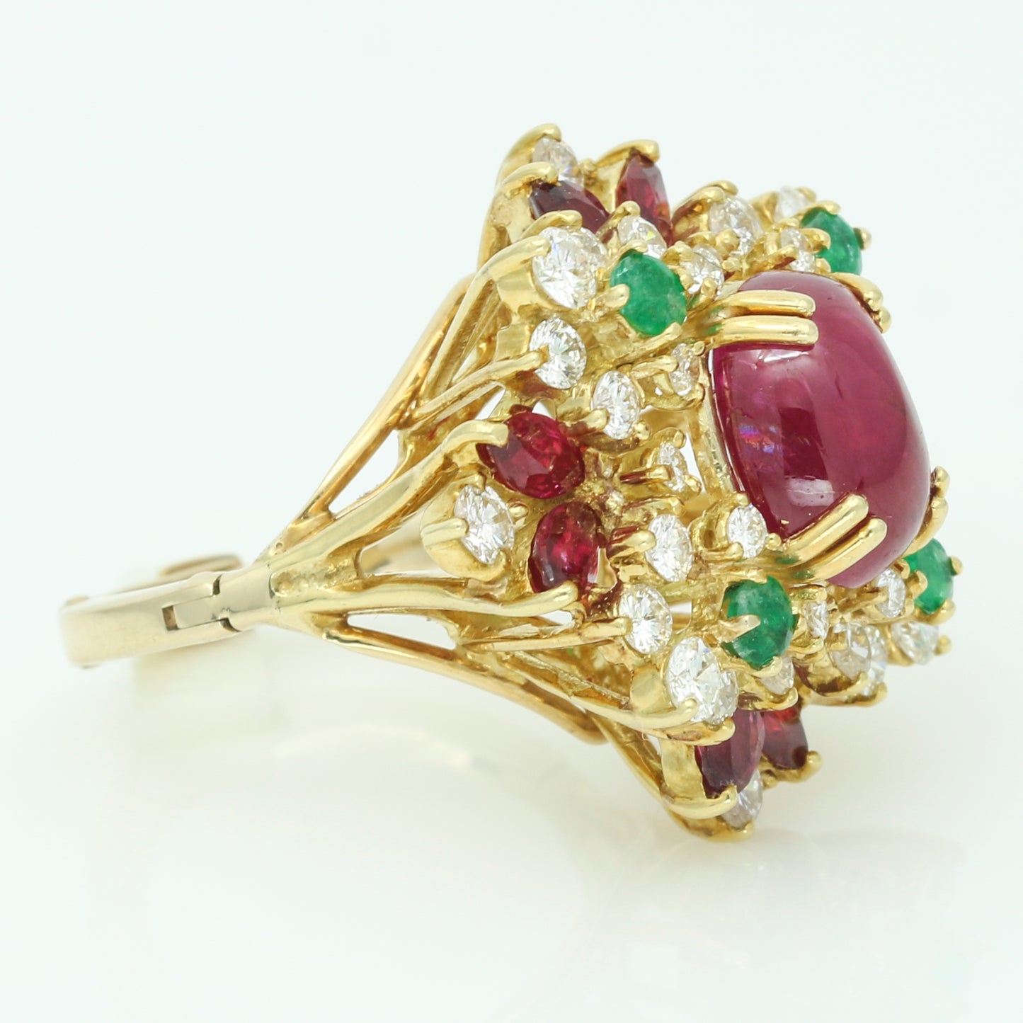 Women's GIA Certified 4.70ct Burma Ruby Emerald Diamond Ring 18k Gold NO HEAT