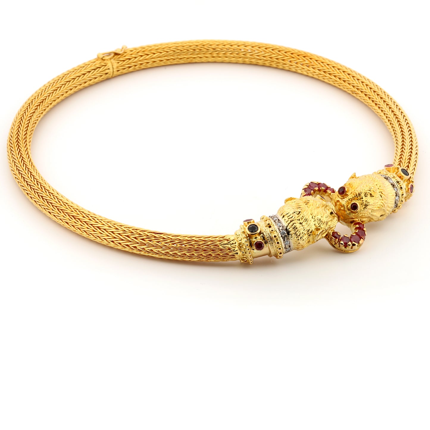 Lalaounis Double Lion Head Necklace in 18k Yellow Gold