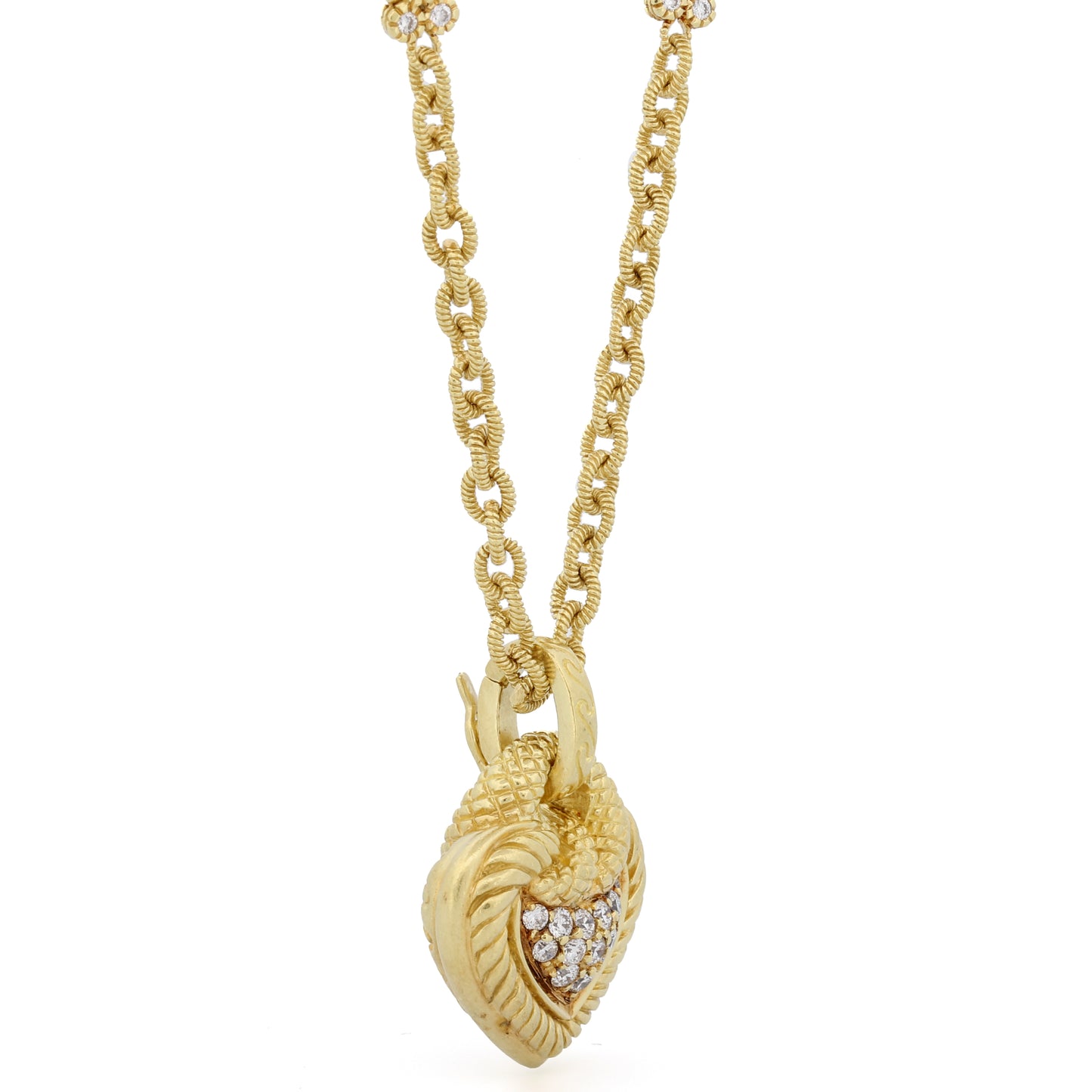Judith Ripka Diamond Heart Pendant Necklace in 18k Yellow Gold