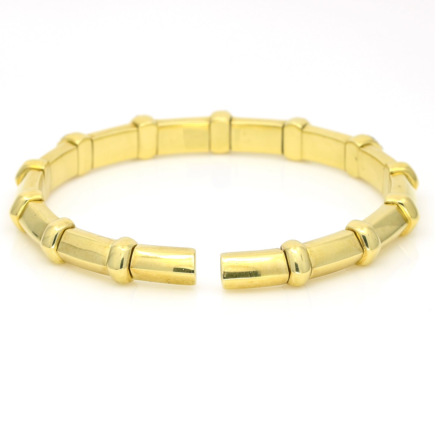 Women's Blue Sapphire Diamond Geometric Cuff Bracelet in 18k Yellow Gold