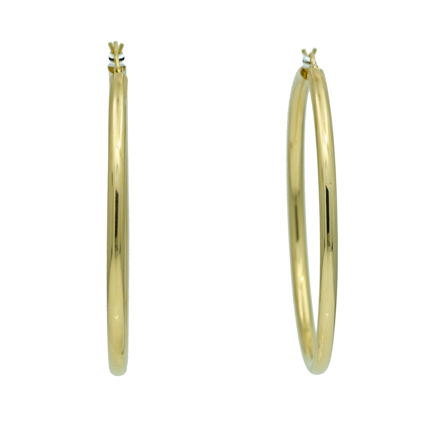 Women's Large 14k Yellow Gold Tube Hoop Statement Earrings - 55mm